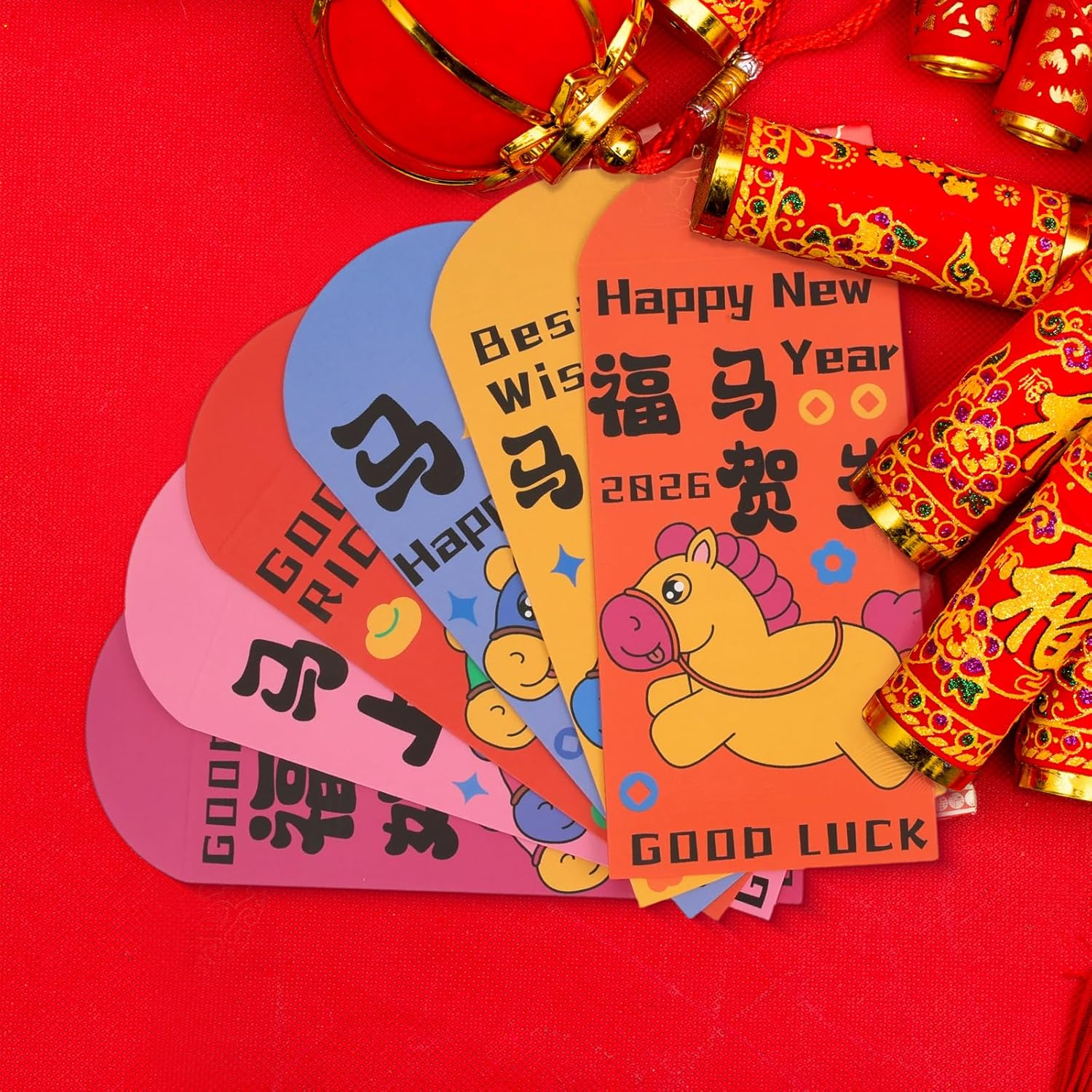12 Pcs Red Envelopes Chinese New Year Horse，Red Packet Year of the Horse for Chinese Lunar New Year，Chinese New Year Red Envelope 2026 (Classic) image number 6