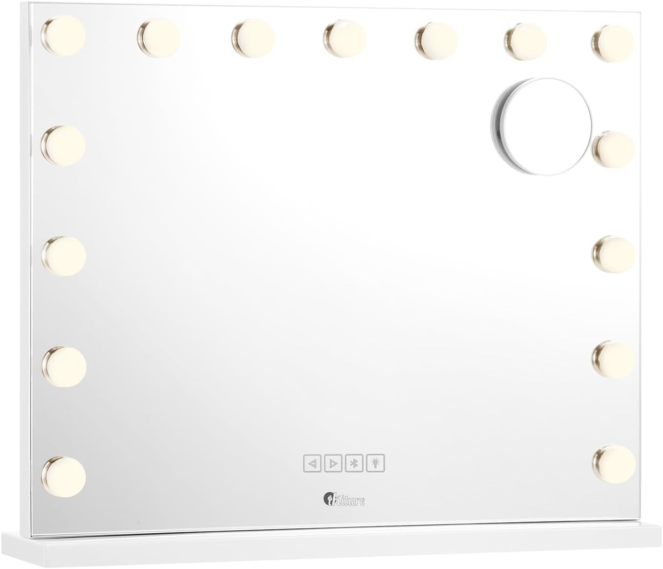 Oikiture Makeup Mirror with Light Hollywood Smart Makeup Mirror with 15 LED Bulbs 60 X 52Cm Bluetooth Speaker USB Power Charging Vanity Mirror with 10X Magnifying Mirror image number 3