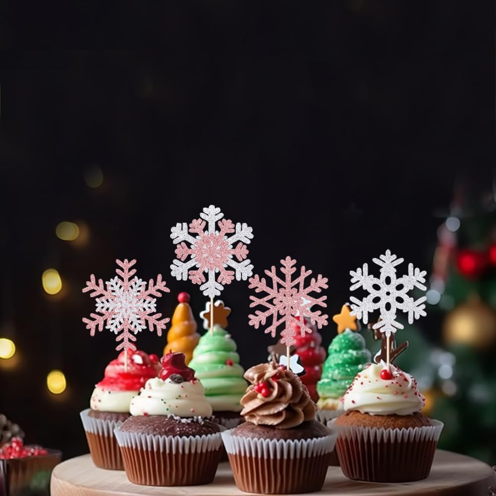 Merry Christmas Cake Topper,Glitter Xmas Holiday Cake Decorations,For Winter Christmas Santa Happy New Year Party Supply (Merry Christmas 5)