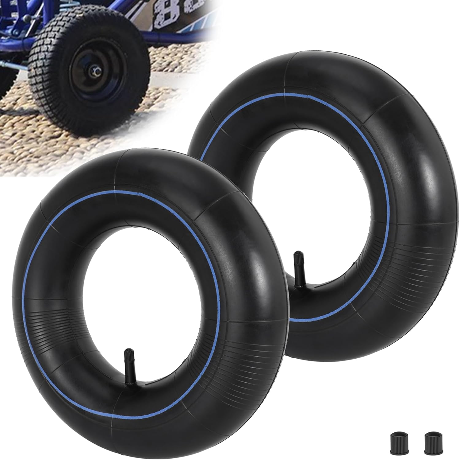 13 X 4.00-6'' Tube 4.10/3.50-6 Heavy Duty Replacement Inner Tube with TR-13 Straight Valve Stem (2-Pack) for Wheelbarrow Lawn Mower Hand Trucks, Gorilla Cart Wagons Snow Blowers image number 1