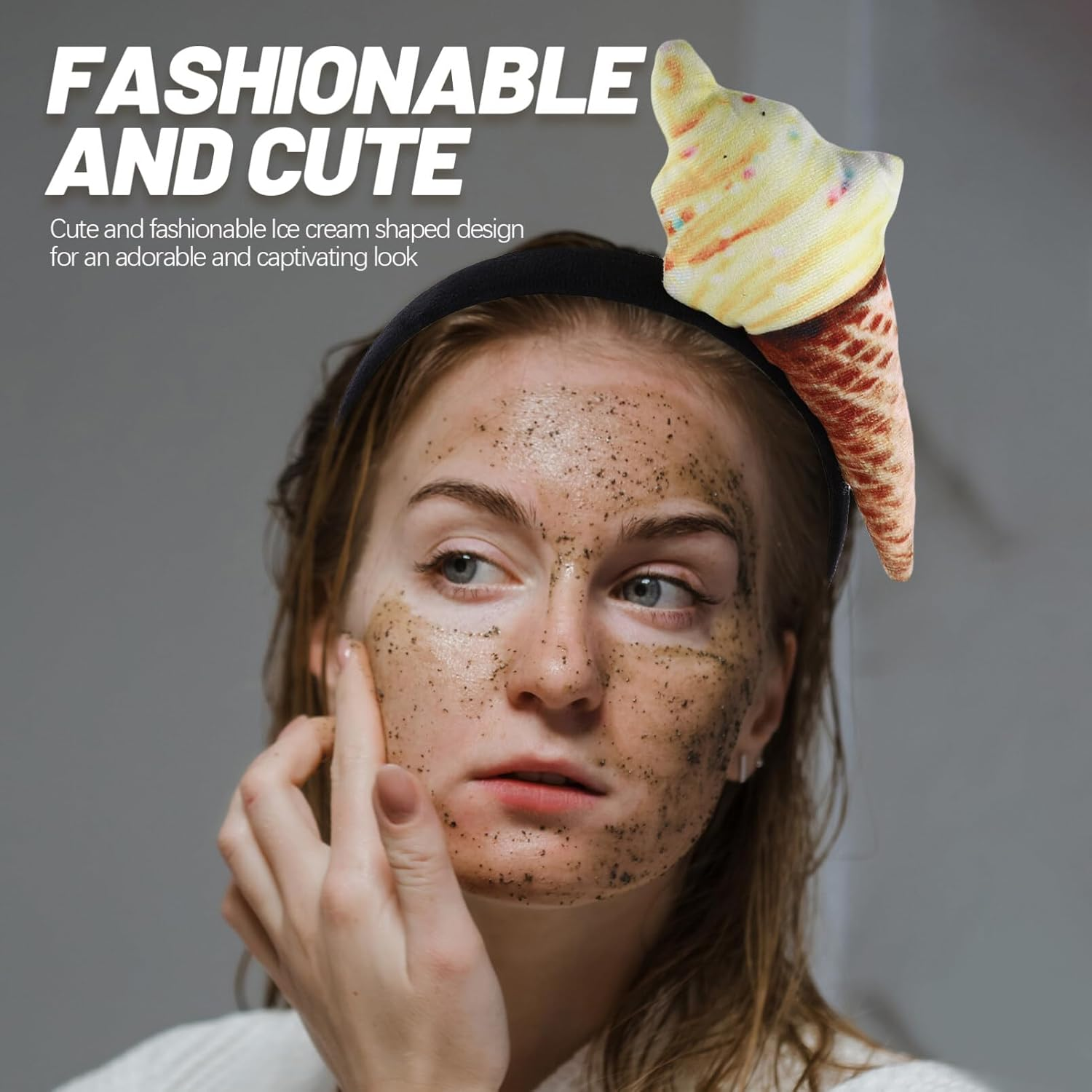 FOMIYES Ice Cream Cone Headband Unisex Adult Food Ice Cream Cone Mini Hat on Headband Food Dress up Ice Cream Headwear for Costume Party Supplies Food Party Decoration