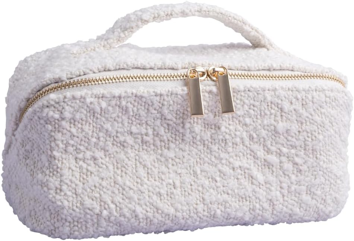 Boucl&eacute; Cosmetic Case - Navy, Machine Washable, Stain Resistant, Toiletries Bag, Organiser, Make-Up Storage, Bathroom Accessories, Large Capacity, Pouch, Travel Storage, Cosmetics, Soft, Open Mouth