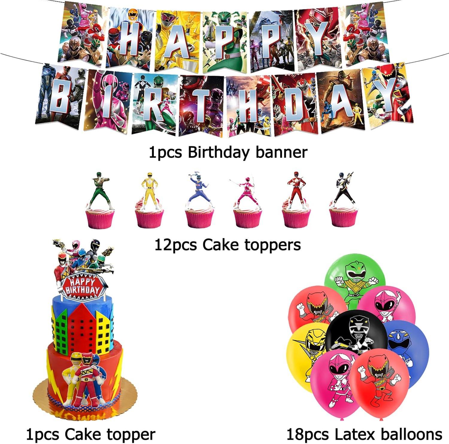Power Rangers Birthday Party Decorations Power Ranger Birthday Decoration Power Rangers Balloon Decorations Power Hero Birthday Balloons Power Hero Cake Decorations Power Ranger Birthday Banners image number 3