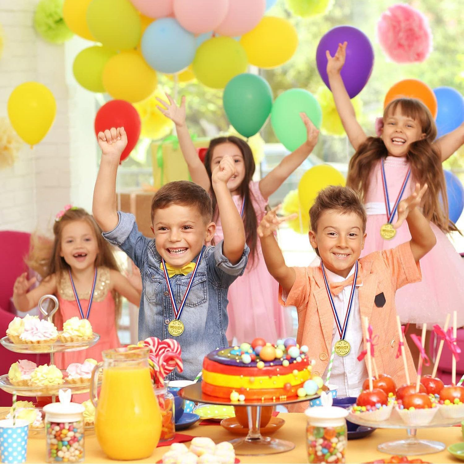 20PCS Winner Medals,Gold Medals, Medal with Neck Ribbons for Kids,Student,Adults, Medal Winner Medals for Party Decoration Gift,Competition,Soccer,Gymnastics Trophies image number 6