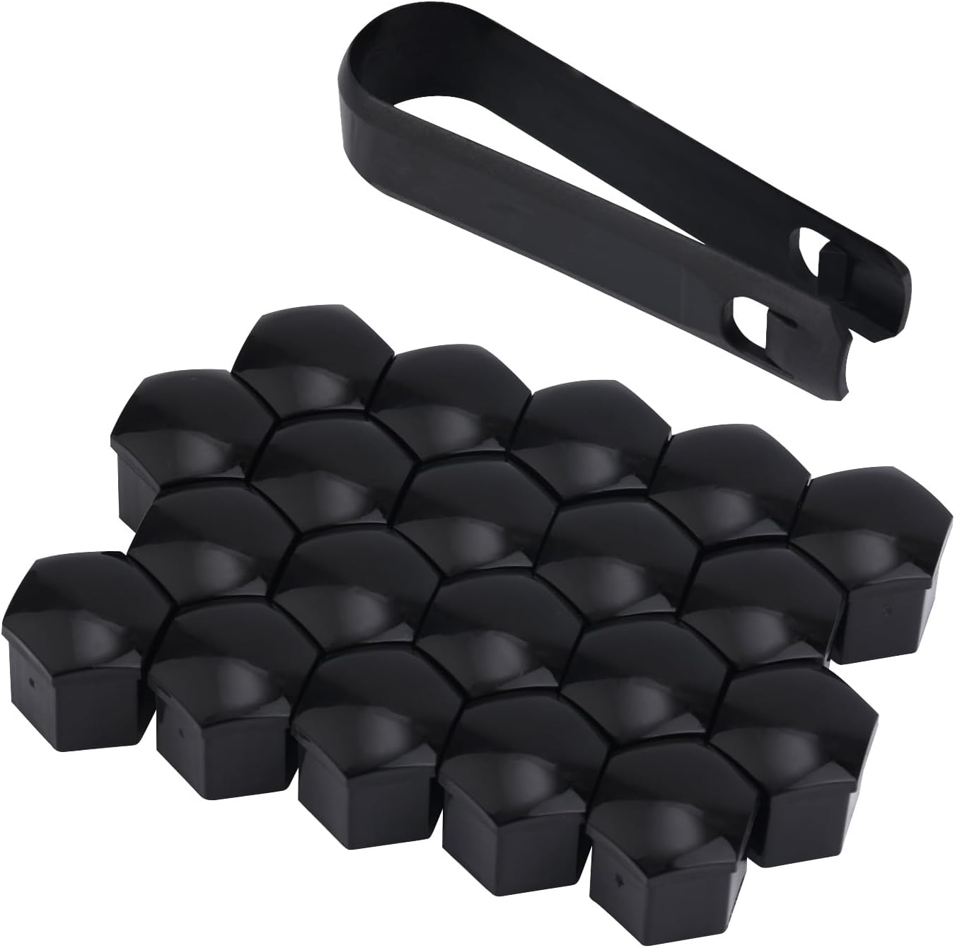BOXOB 20Pcs Car Wheel Lug Nut Covers, 19Mm Hexagonal Nut Covers with Removal Tool Wheel Bolt Caps Automotive Exterior Accessories for Most Car (Black)