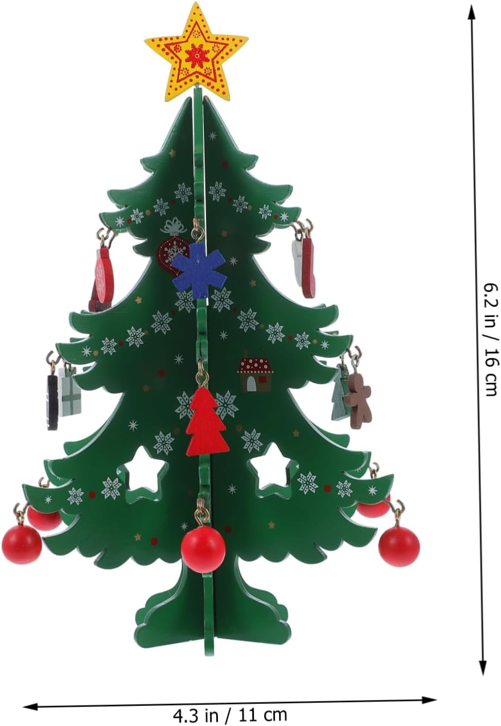 GARVALON Decorative Mini Xmas Tree Model Wooden Christmas Tree Ornament for Holiday Home for Bedrooms and Christmas Displays image number 5