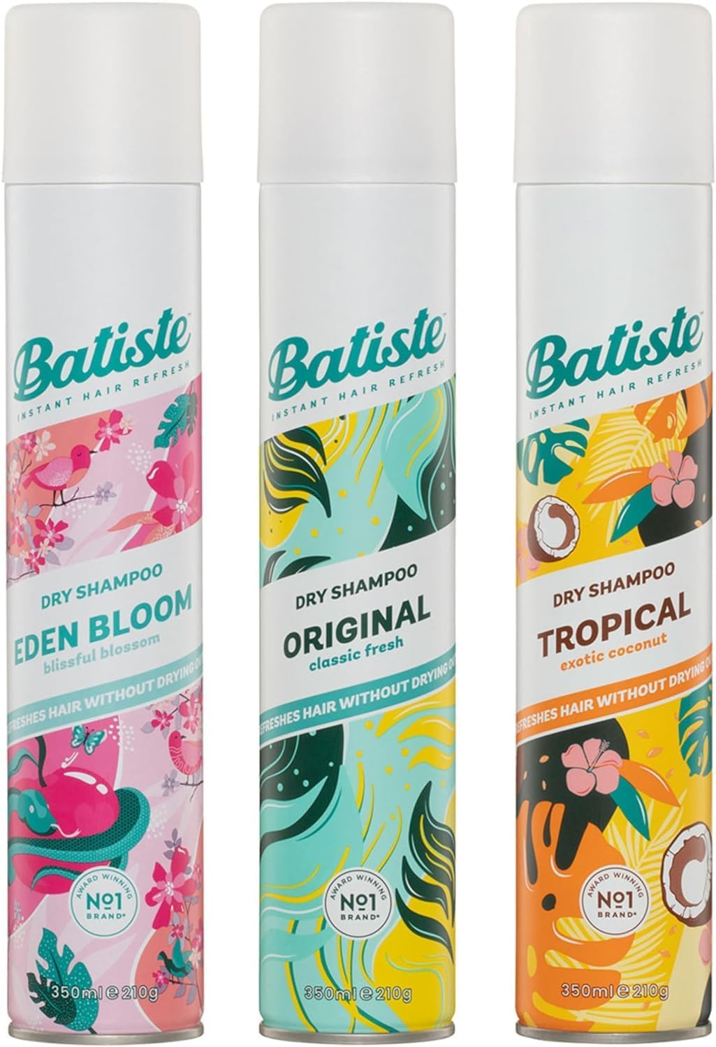 Batiste Dry Shampoo Favourites Bundle, 3X 350Ml - Original, Tropical & Eden Bloom Scents, Instantly Refreshes Oily Hair, Adds Volume & Texture, Quick Hair Fix for All Hair Types image number 6