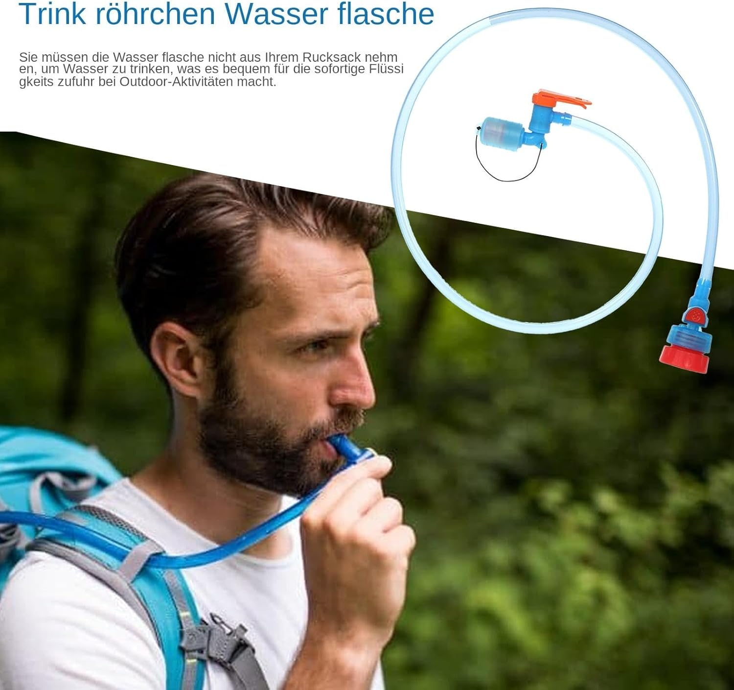 Leakproof Water Bladder - Hydration Tube for Hydration Pack | Hydration Tube, Portable Water Bottle Accessories for Hiking, Fishing, Climbing, Rafting, Camping, Outdoor Activities and Travel image number 2