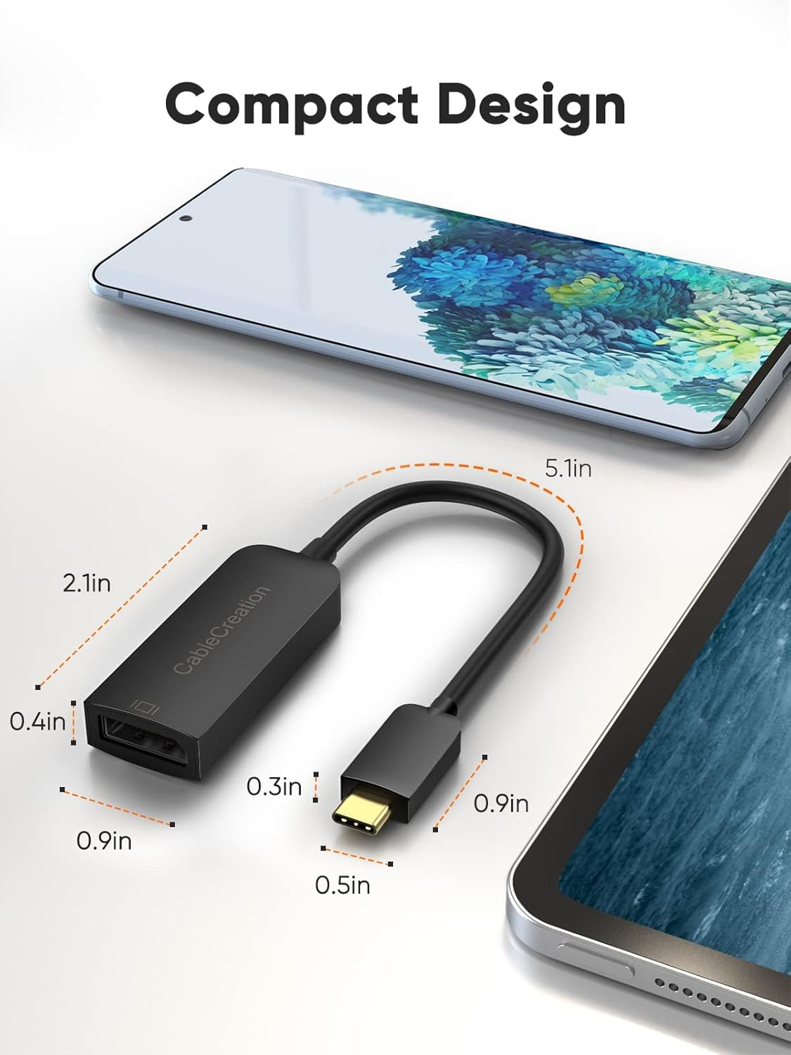 USB C to DP Adapter, Cablecreation USB C to Display Port Adapter 4K/60Hz,Mac Mini,Galaxy S22/S20,XPS 15/13,Valve Index, Ipad Pro Chrombook Pixel, Black image number 1