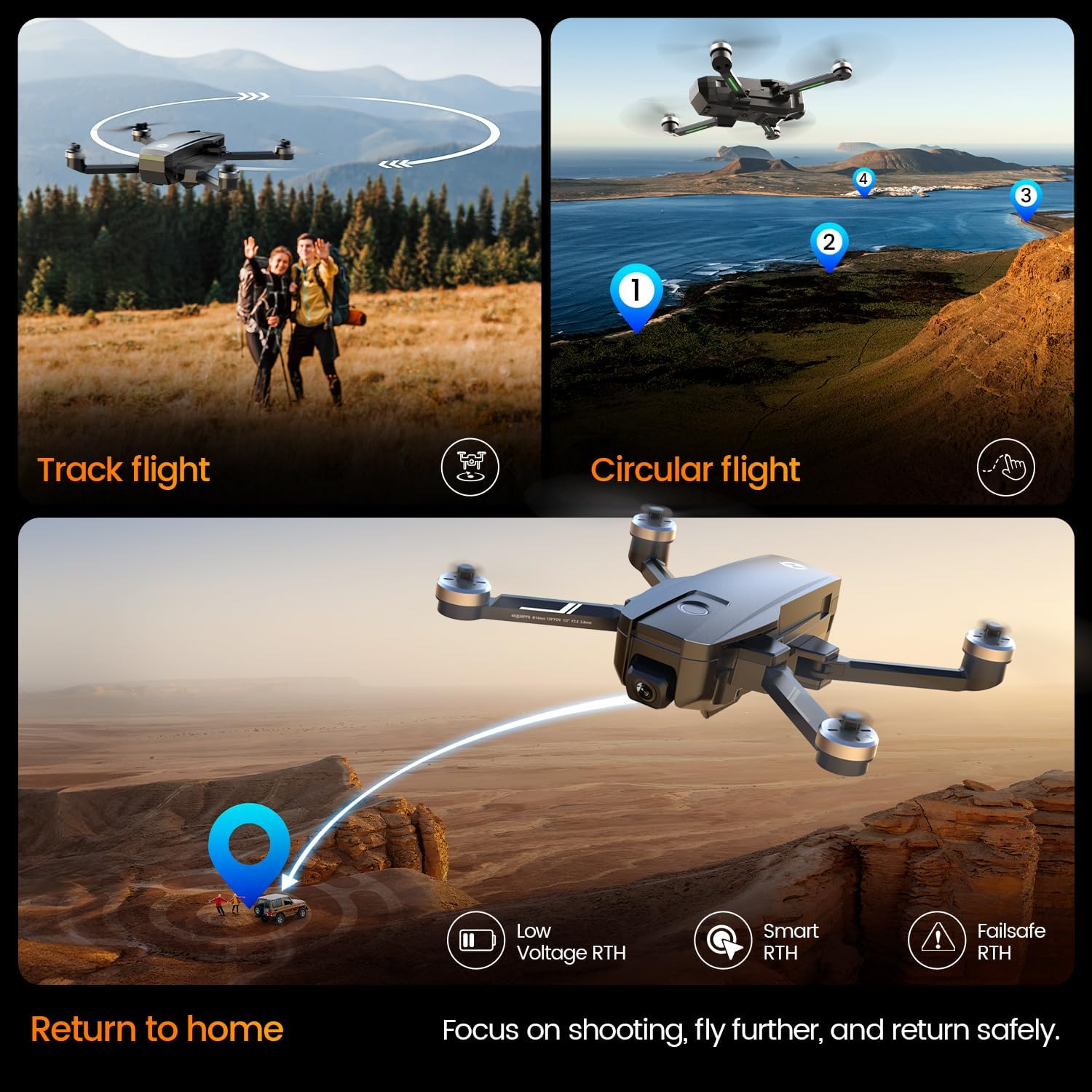 Holy Stone HS720E GPS Drone with 4K EIS UHD 130 FOV Camera for Adults Beginner, FPV Quadcopter with Brushless Motor, 2 Batteries 46 Min Flight Time, 5Ghz Transmission, Smart Return Home, Follow Me image number 6