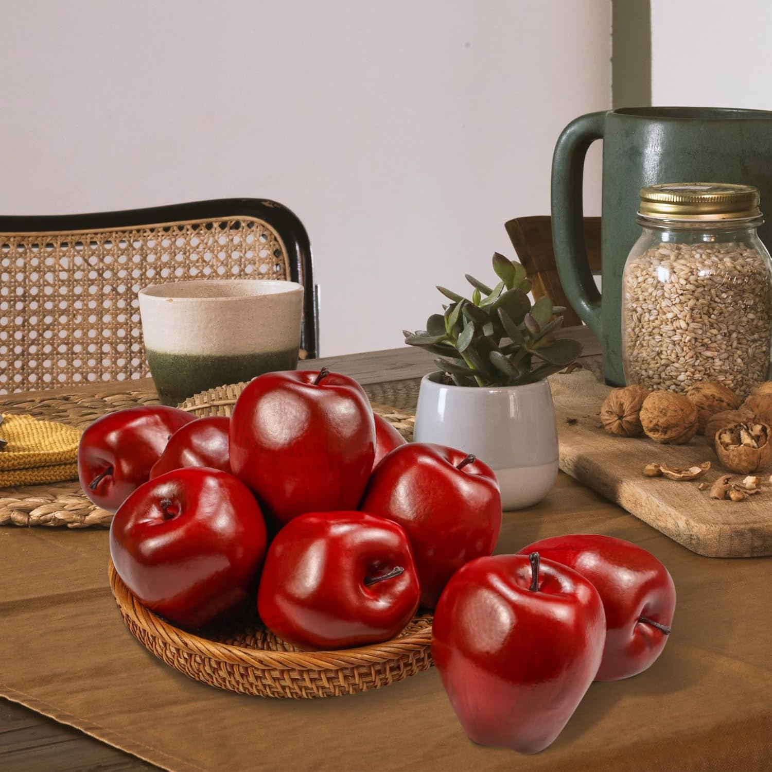 Artificial Apples Fake Fruits Red Delicious Apples for Decoration, Decorative Fruit, Faux Big Red Apples 6 Pcs image number 1