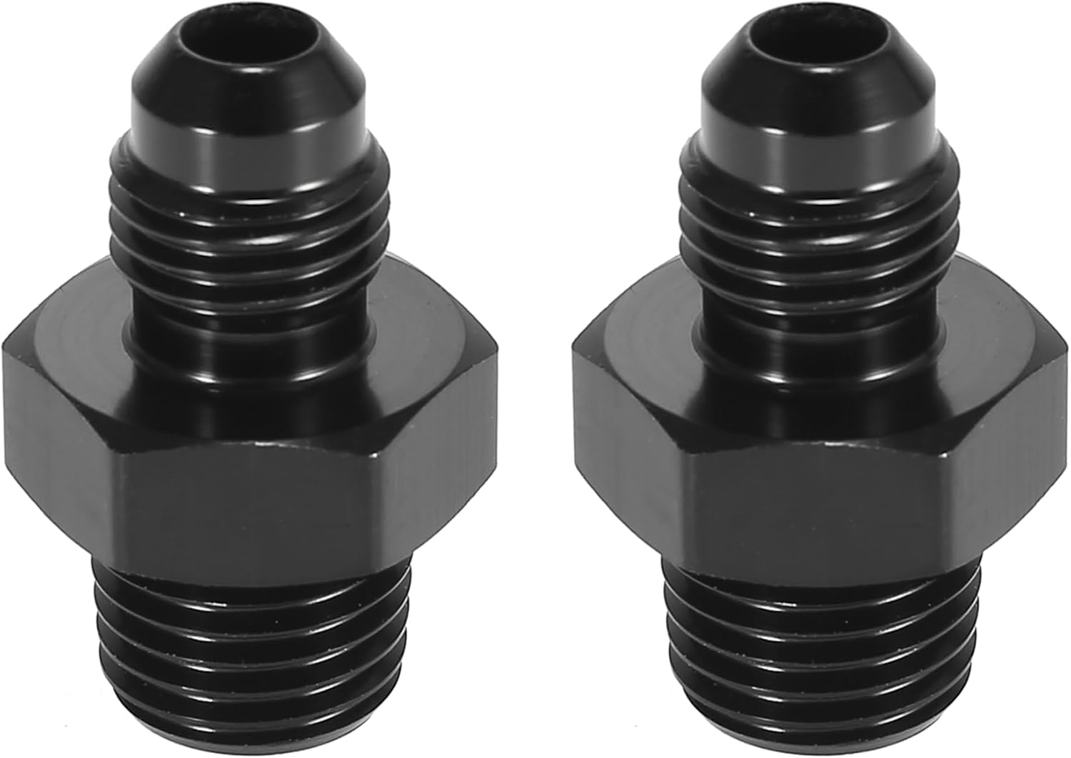 X AUTOHAUX 2Pcs AN4 Male to 1/4" NPT Male Union Car Flare Reducer Hose Fitting Adapter Universal Aluminum Alloy Fuel Oil Line Pipe Connector Black Anodized image number 5