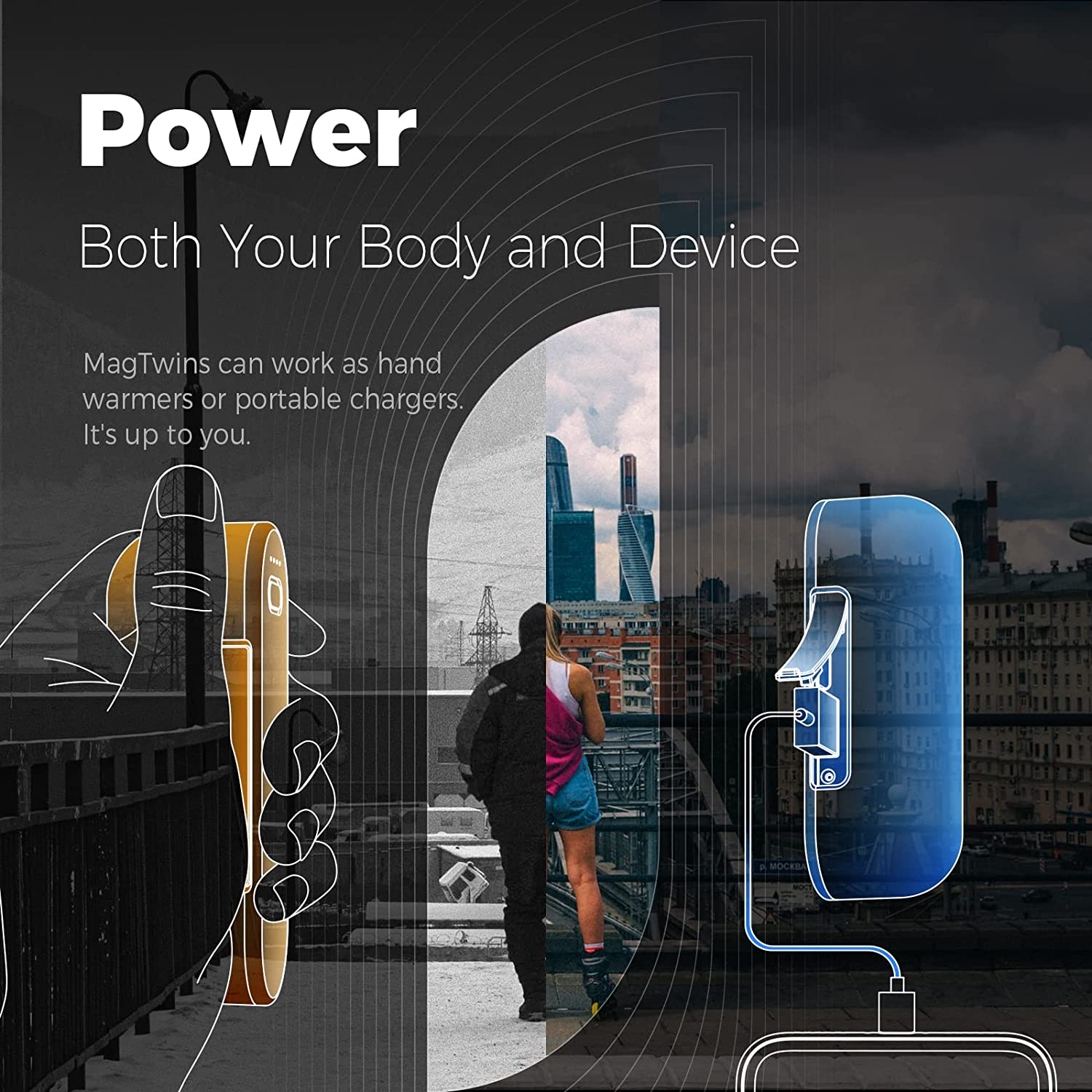 OCOOPA Hand Warmers Rechargeable 2 Pack, Magnetic Electric Handwarmer, 16 Hrs Warmth 4 Levels Heat up to 145℉, USB-C Portable Charger 10000Mah, Raynauds, Golf, Tech Gifts for Men, Union Ut2S(Magtwins)