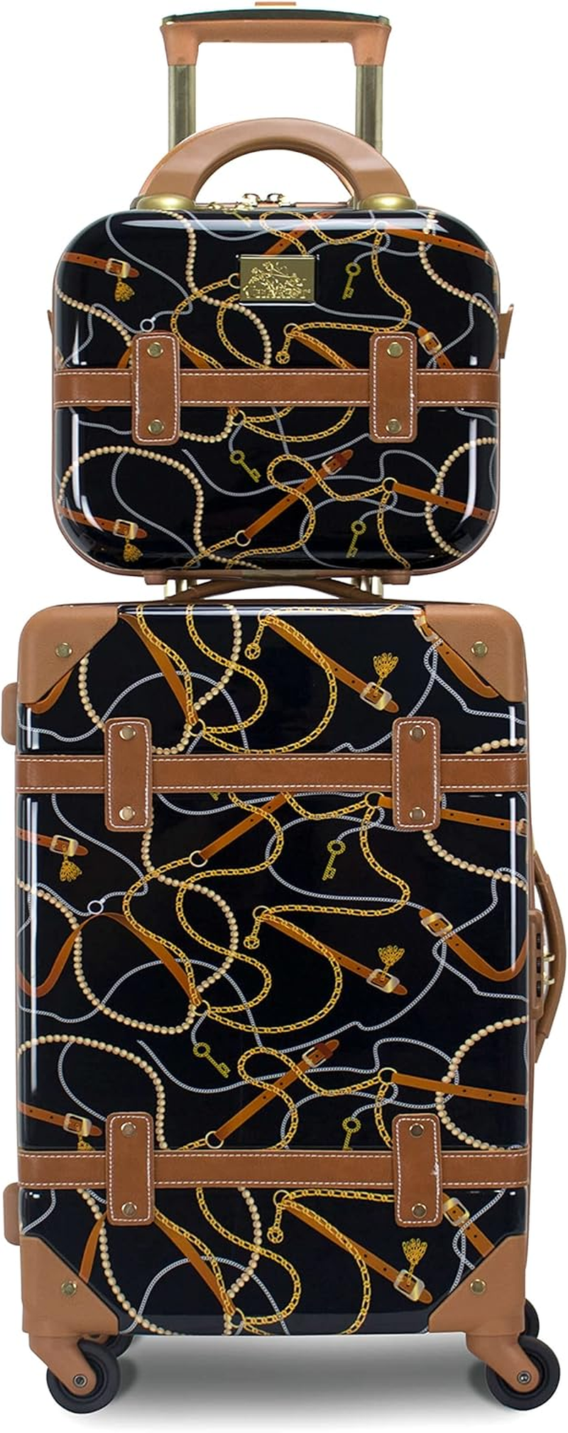 Chariot Regal Vintage Style 2-Piece Hardside Carry-On Retro Train Case Spinner Luggage Set