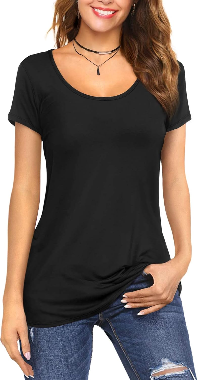 Amoretu Women'S Plain Cotton Short Sleeve Shirt image number 2