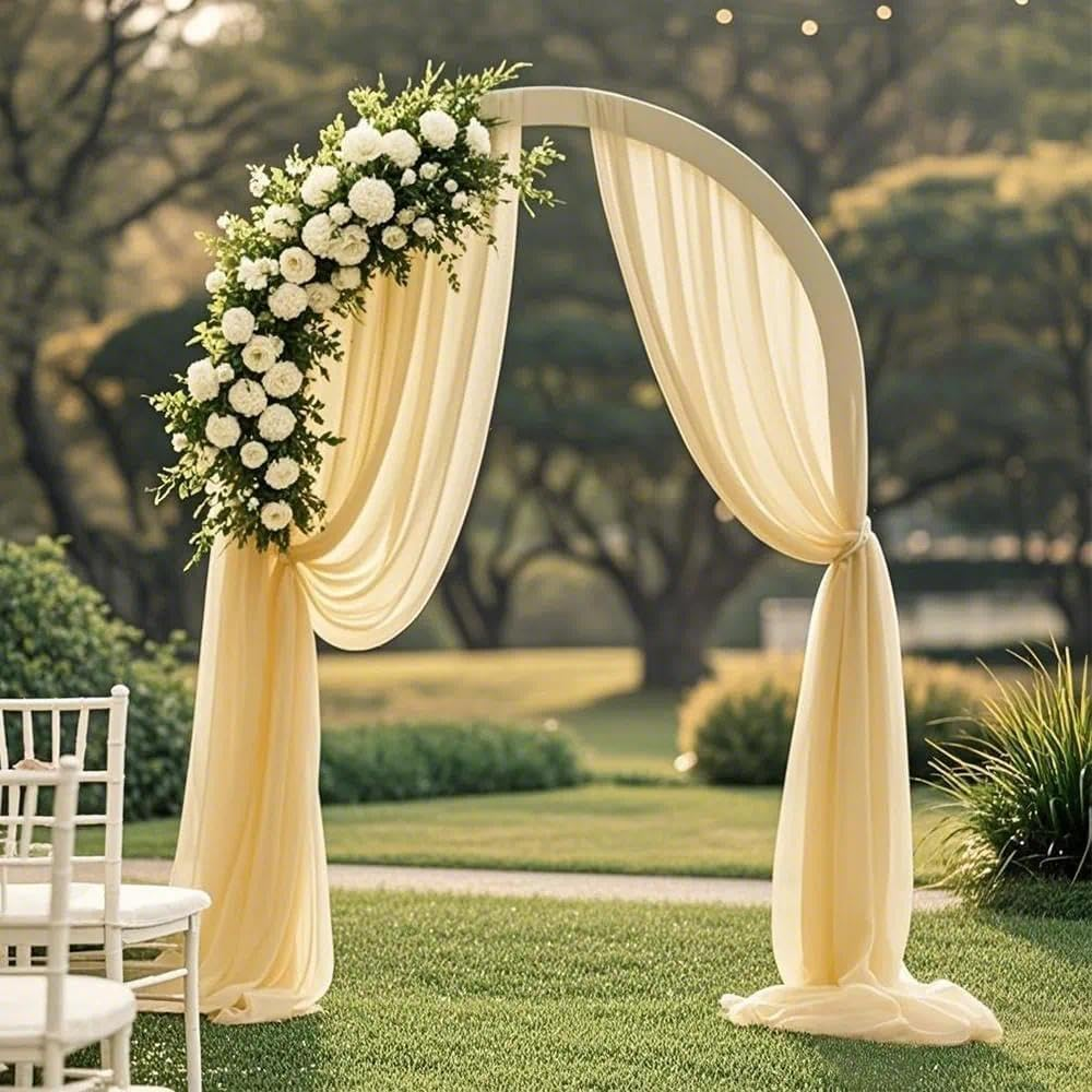 Champagne Wedding Arch Draping Fabric, 2 Panels 29" X 20FT, Soft Premium Chiffon Backdrop Curtain for Wedding Decor, Party, Ceremony, Photo Booth-Leralsta image number 5