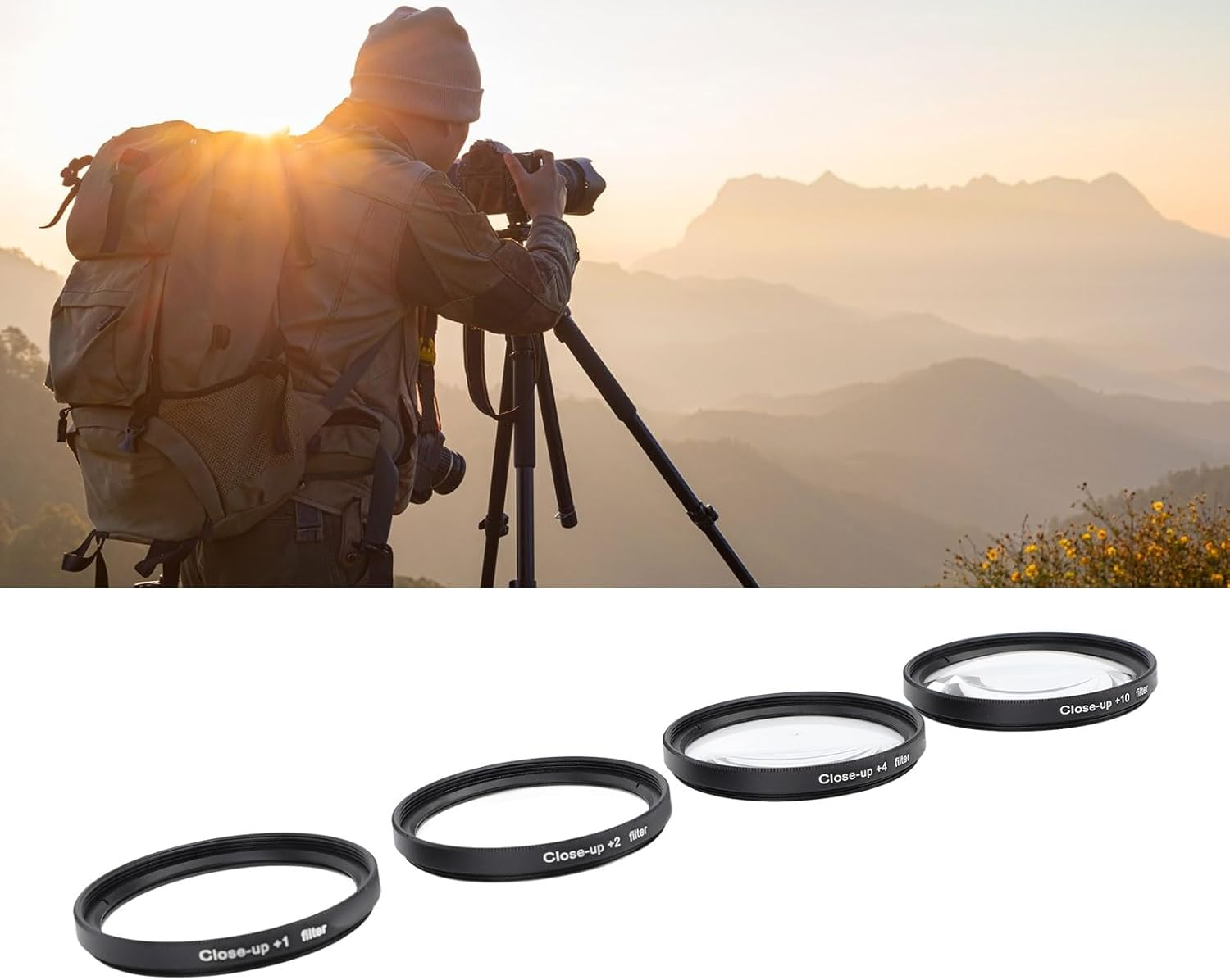 OVAQUIXI Close up Filter Kit Optical Glass +1 +2 +4 +10 Macro Lens Filter for Digital Camera Photography (82Mm) image number 3