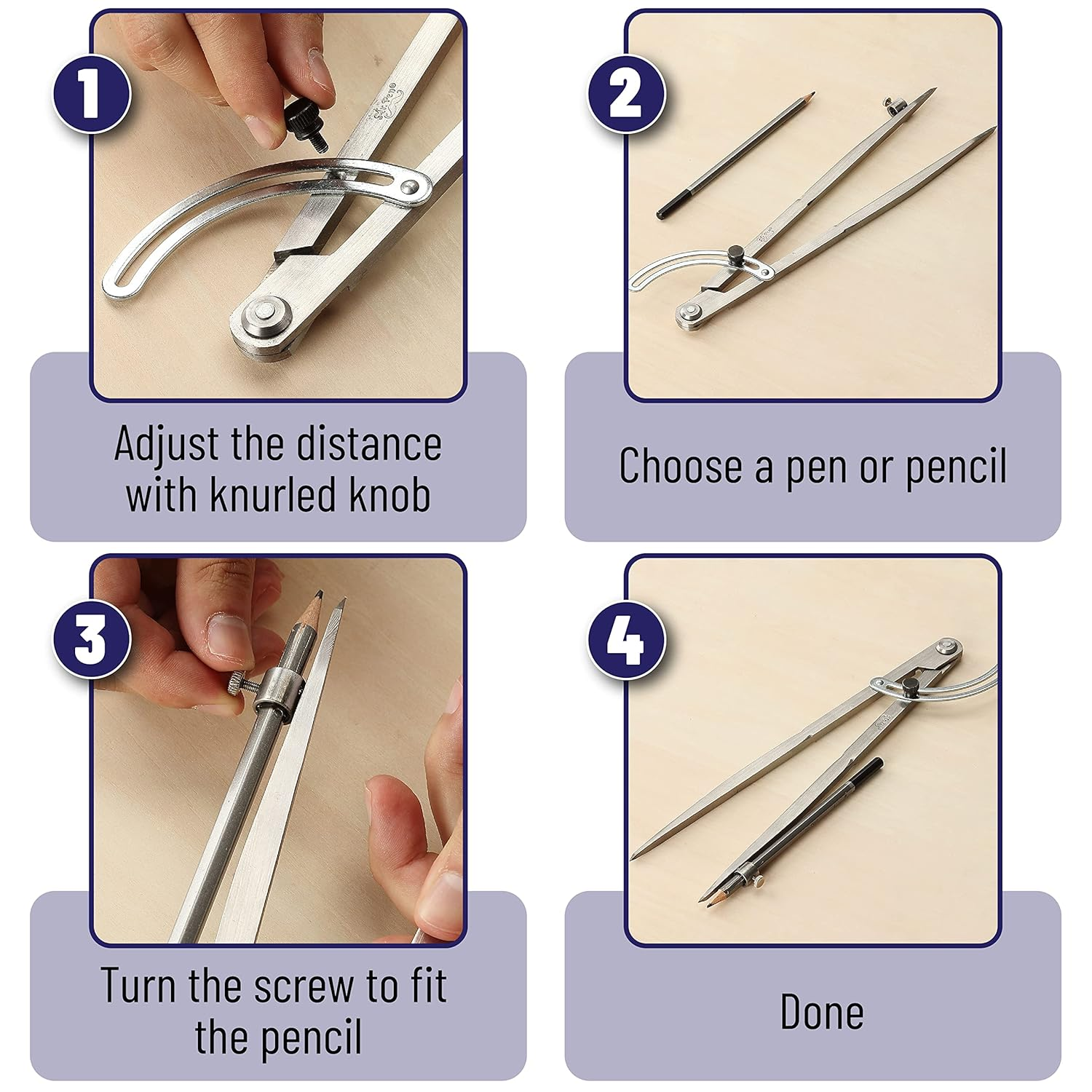 Mr. Pen- Professional Large Compass for Woodworking, 12 Inch Compass with Wing, Compass for Geometry, Compass Drawing Tool, Woodworking Compass, Pencil Compass for Carpenter, Drafting, Drawing Compass image number 2