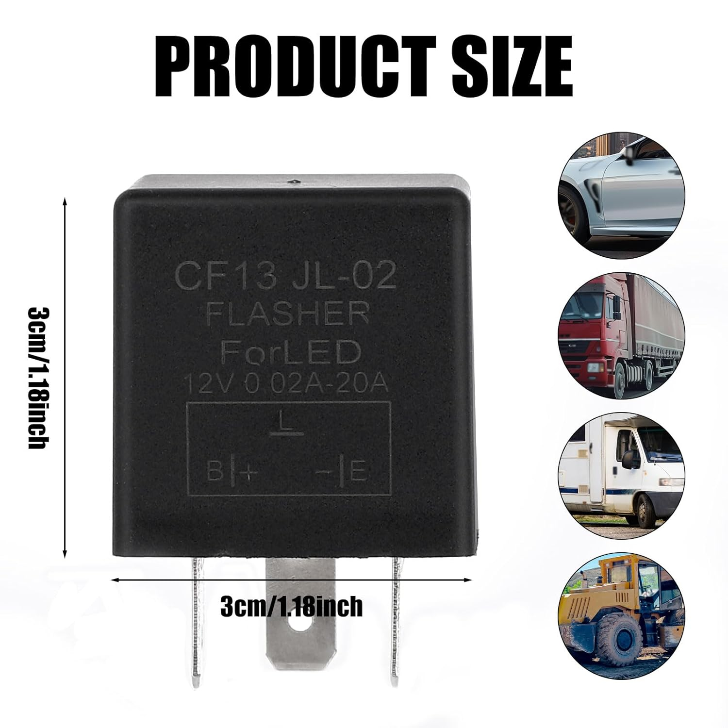 CF13 LED Flasher Relay for Turn Signal, 12V Universal Car Blinker Relay for Fixing Hyper Flash & Turn Signal Flickering, Compatible with Cars Trucks Suvs image number 4