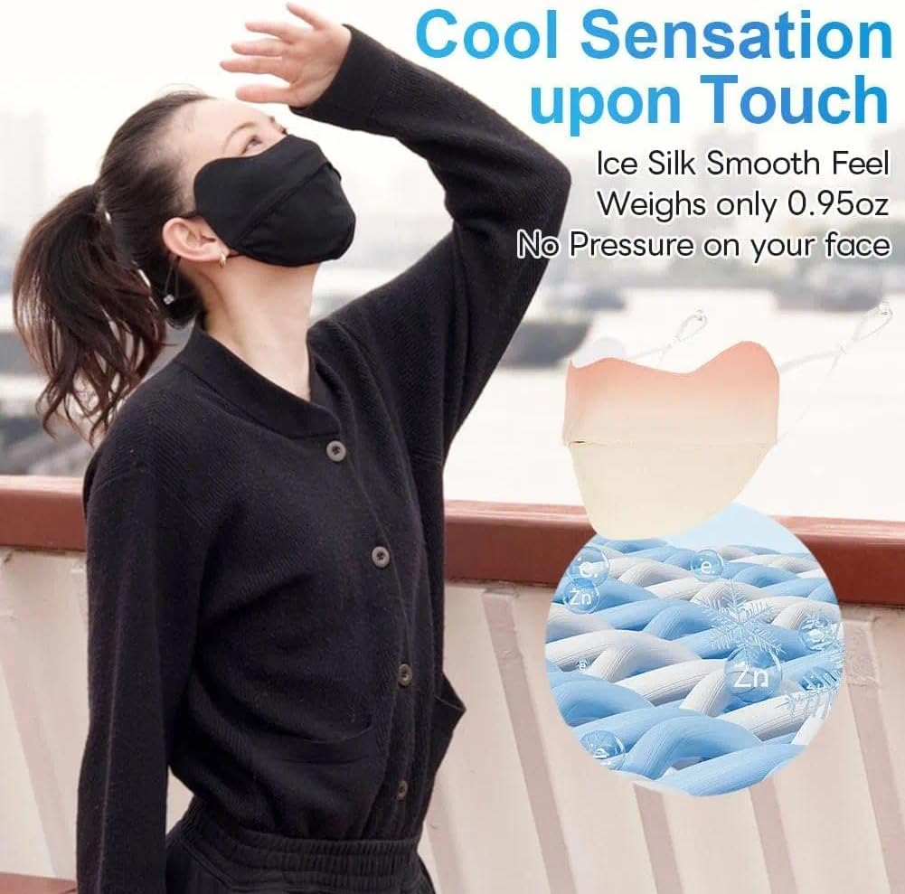 UPF 50+ Face Cover Mask Balaclavas Headwear, Breathable UV Sun Protective Face Shield, Washable Outdoor Sports Face Cover Grey image number 5