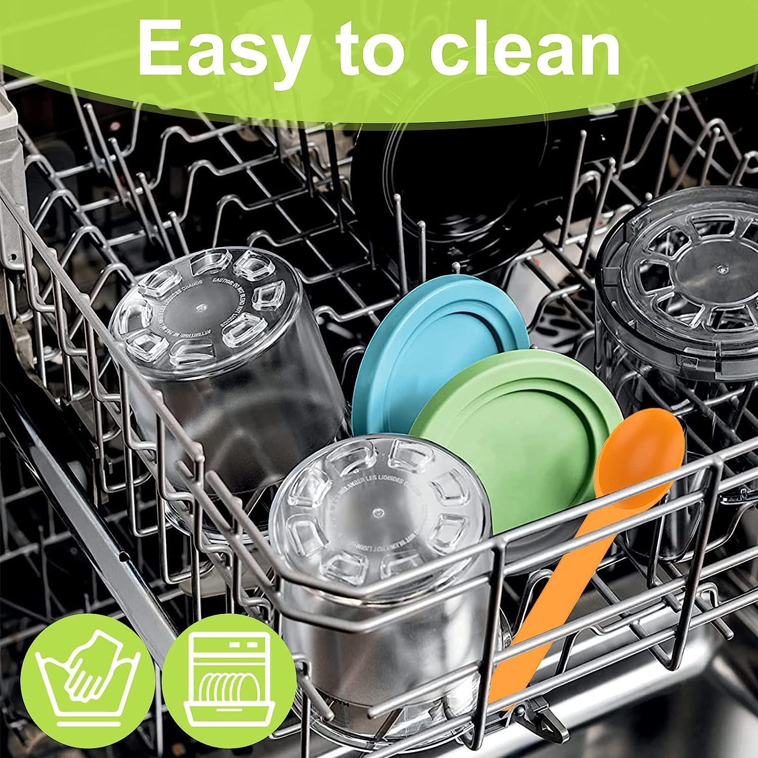 4 Pack Ice Cream Tubs for Ninja Creami 16Oz Stackable Pint Ice Cream Containers with Lid and Scoops Compatible with NC301/NC300/NC299AMZ/CN301CO Series Ice Cream Maker Container (Style 1)