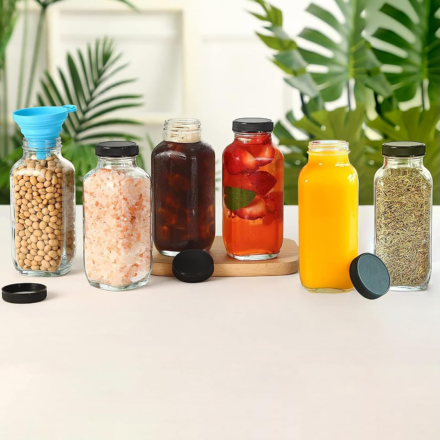 Glass Juice Bottles 12Oz, 6 Pack Reusable Glass Water Bottles with Labels and Lids, BPA Free Homemade Beverages Bottle image number 3