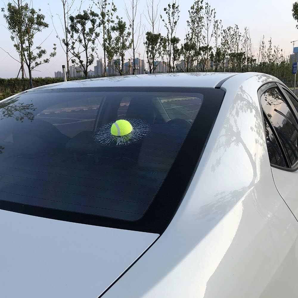 3D Prank Tricky Creative Glass Window Stickers Funny Auto Car Styling Ball Hits Car Body Window Sticker Self Adhesive Decal Accessories (Green Tennis) image number 2