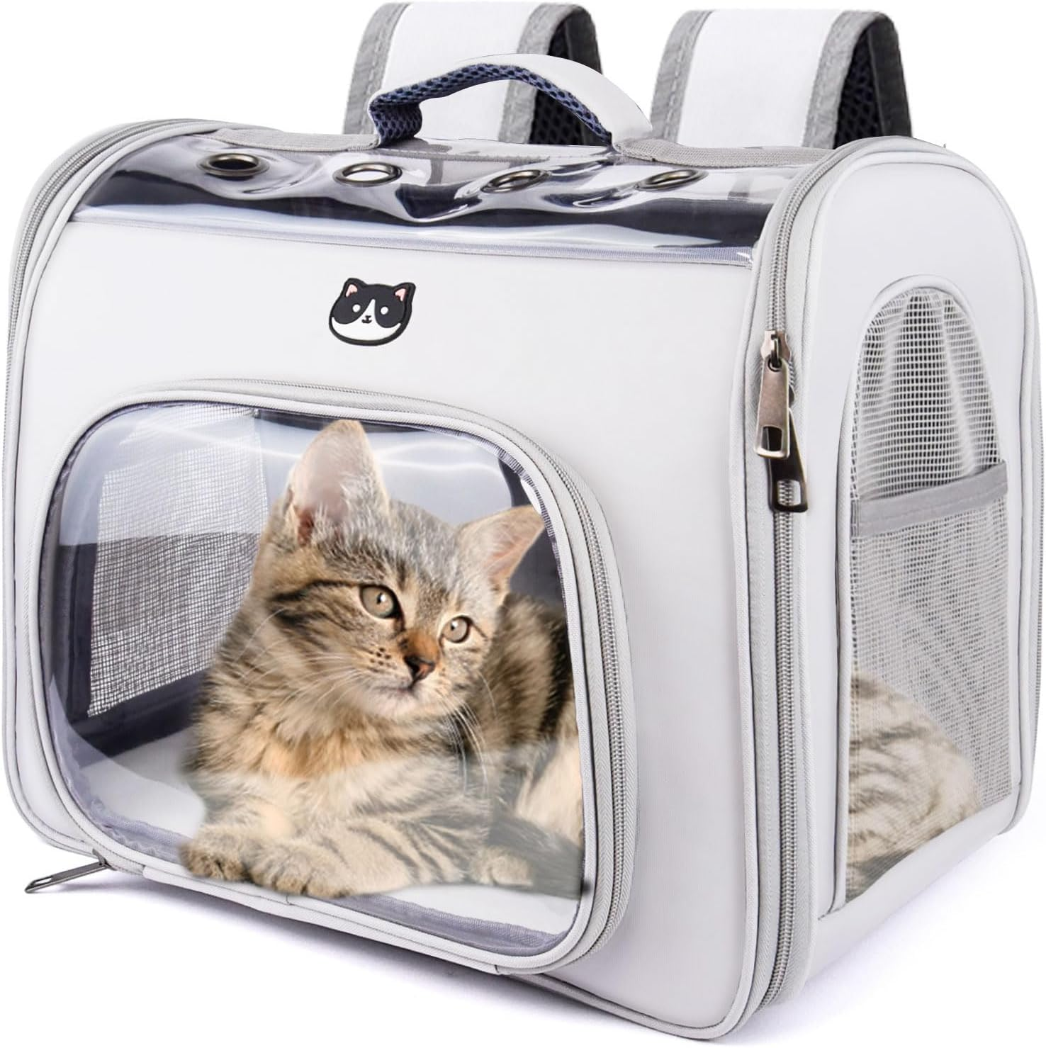 Onebarleycorn Cat Backpack with Window Cat Backpack Transport for Cats and Small Dogs up to 2-8 Kg Breathable Foldable Grey image number 5