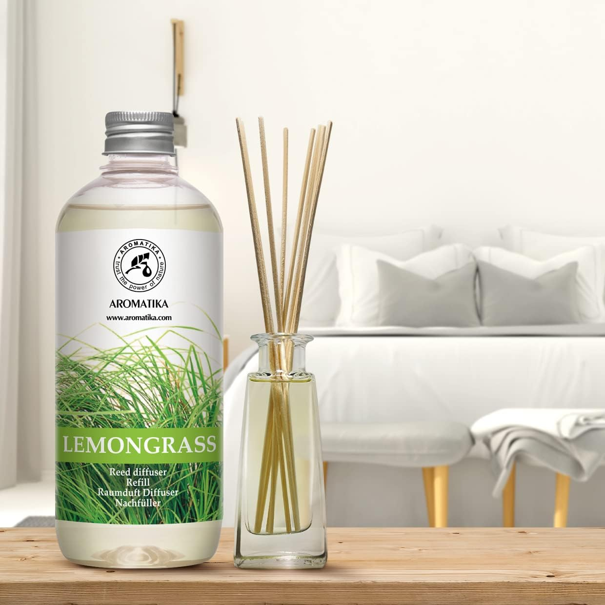 Reed Diffuser Refill Lemongrass 500Ml - Diffuser with Lemongrass Essential Oil - Scented Diffuser - Room Diffuser Refill - Home Fragrance - Fresh Fragrance image number 2