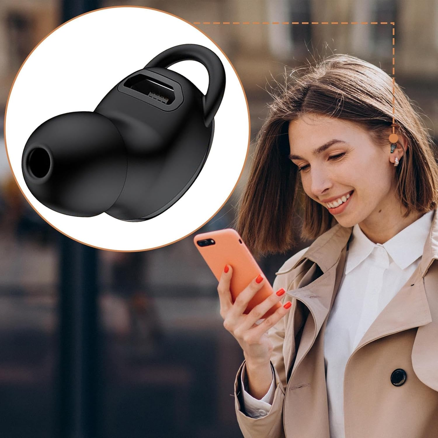 Wireless Earbuds,32-Channel Single Ear Invisible Hearing Aids,Wireless Business Earbuds - for Travel Sleeping Workout Office Business Daily Commuting Sports Meeting image number 1