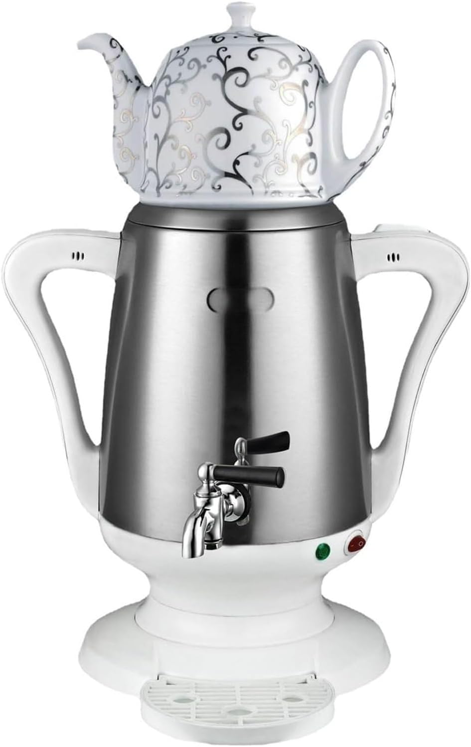 YZRDCXM Electric Turkish Coffee Maker, 4L Double Wall Stainless Steel Hot Water Kettle, Auto Shut off & Boil Dry Protection, Dual Kettle Design, Anti-Scald Handle, White, 2L Capacity