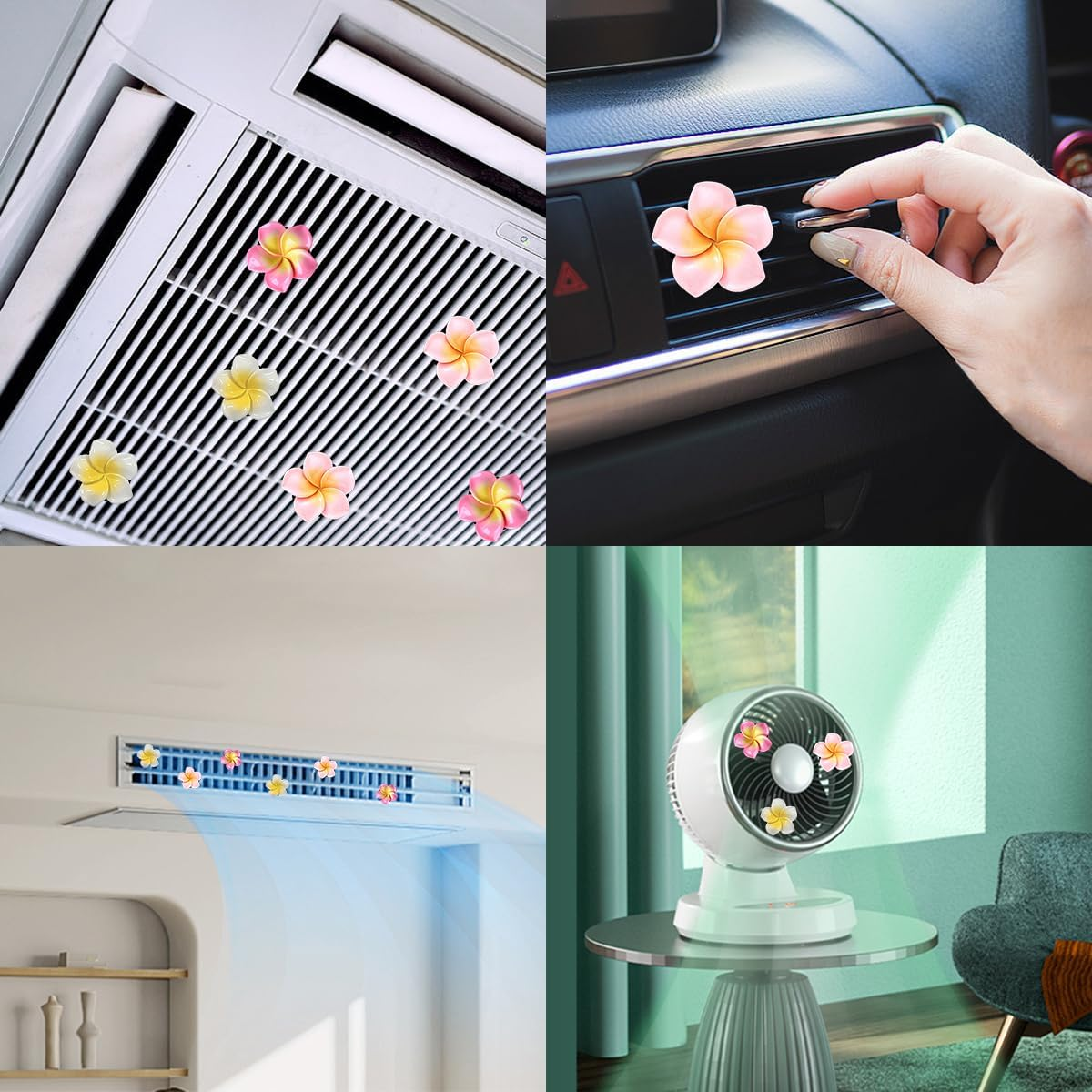 6 PCS Car Vent Air Freshener Clip Women Cute Car Decorations Accessories Pink Flower Car Interior Accessories (6 Pcs Egg Flower) image number 1