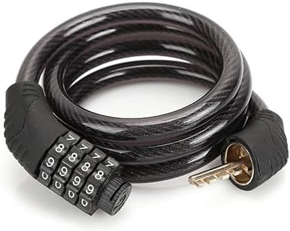 2 Pack Bike Locks Cable, anti Theft Bicycle Lock Chain, 4 Digit 39 Inch Security Resettable Bike Combination Lock Self Coiling Combination Cable Combo Bike Locks for Kids Scooter image number 2