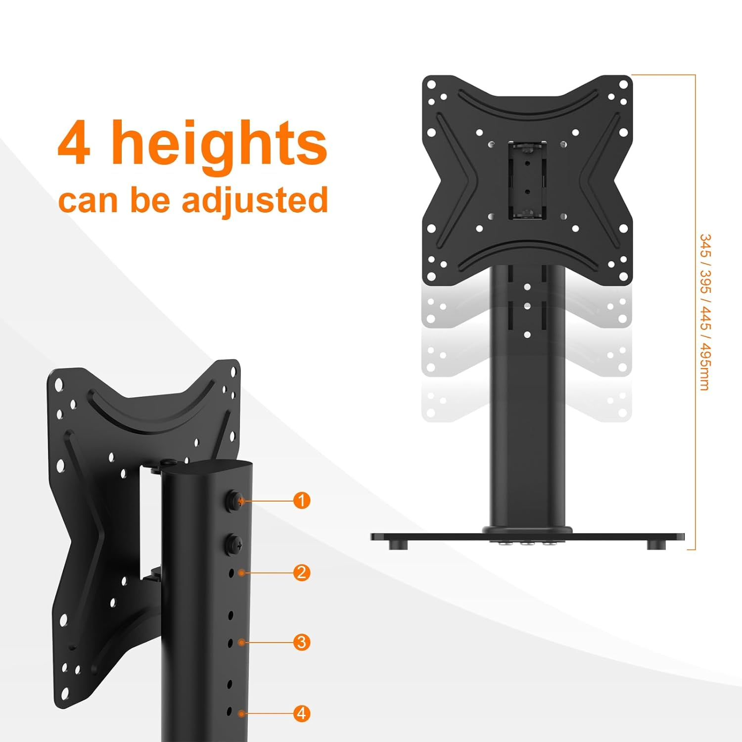 GRIFEMA GB1005-2 Universal Table Top Pedestal TV Stand for 17"-43" LCD LED Tvs, Height Adjustable TV Base Stand with Tempered Glass Base, Cable Management, Holds 30 KG & Max. VESA 200X200Mm image number 2