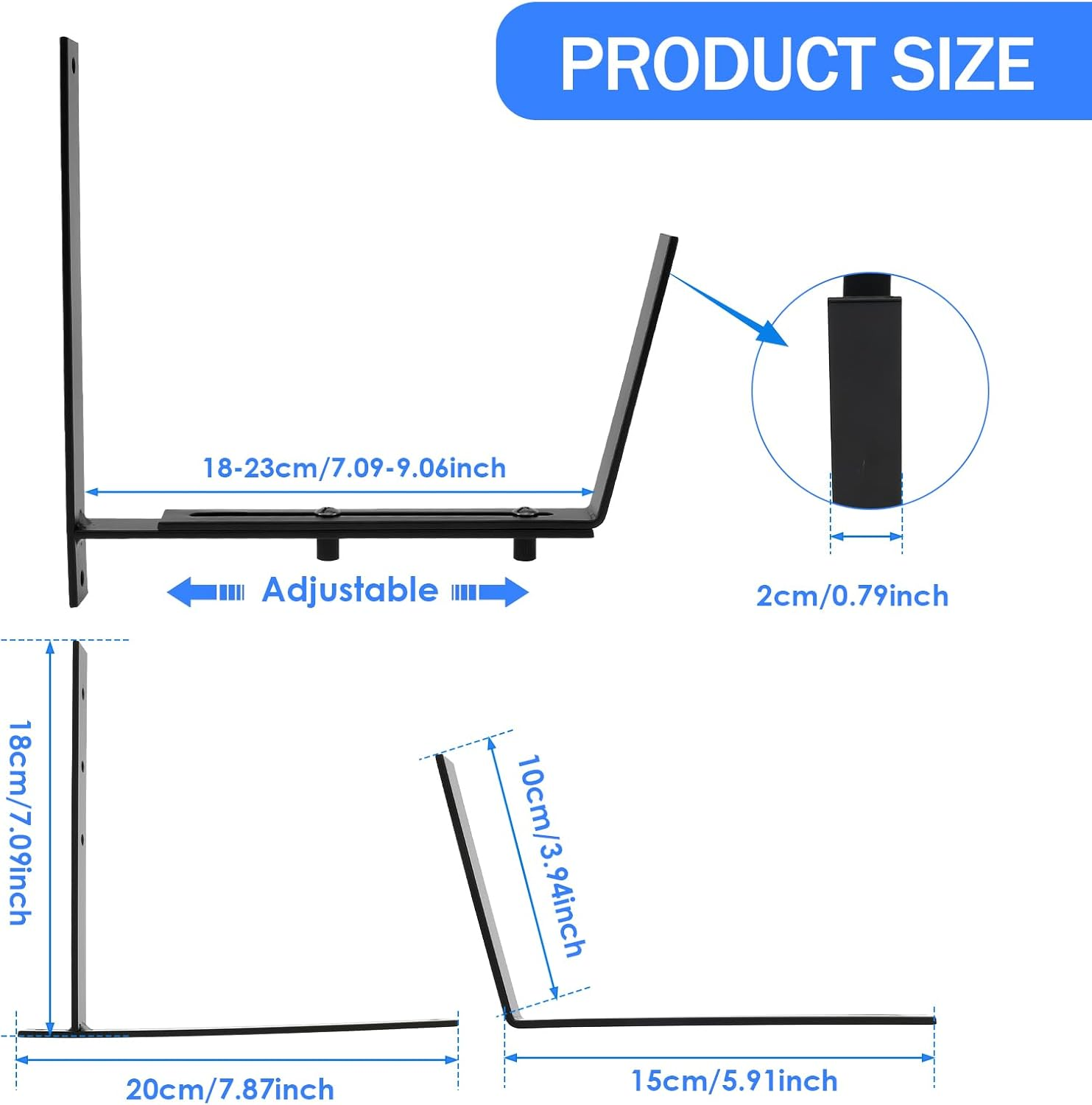 4 Pack Flower Window Box Brackets , Adjustable Wall Mount Planter Box Bracket , Heavy Duty Iron Flower Box Holder，For Railings Deck Windowsills Gardens Fences and Balconies image number 6