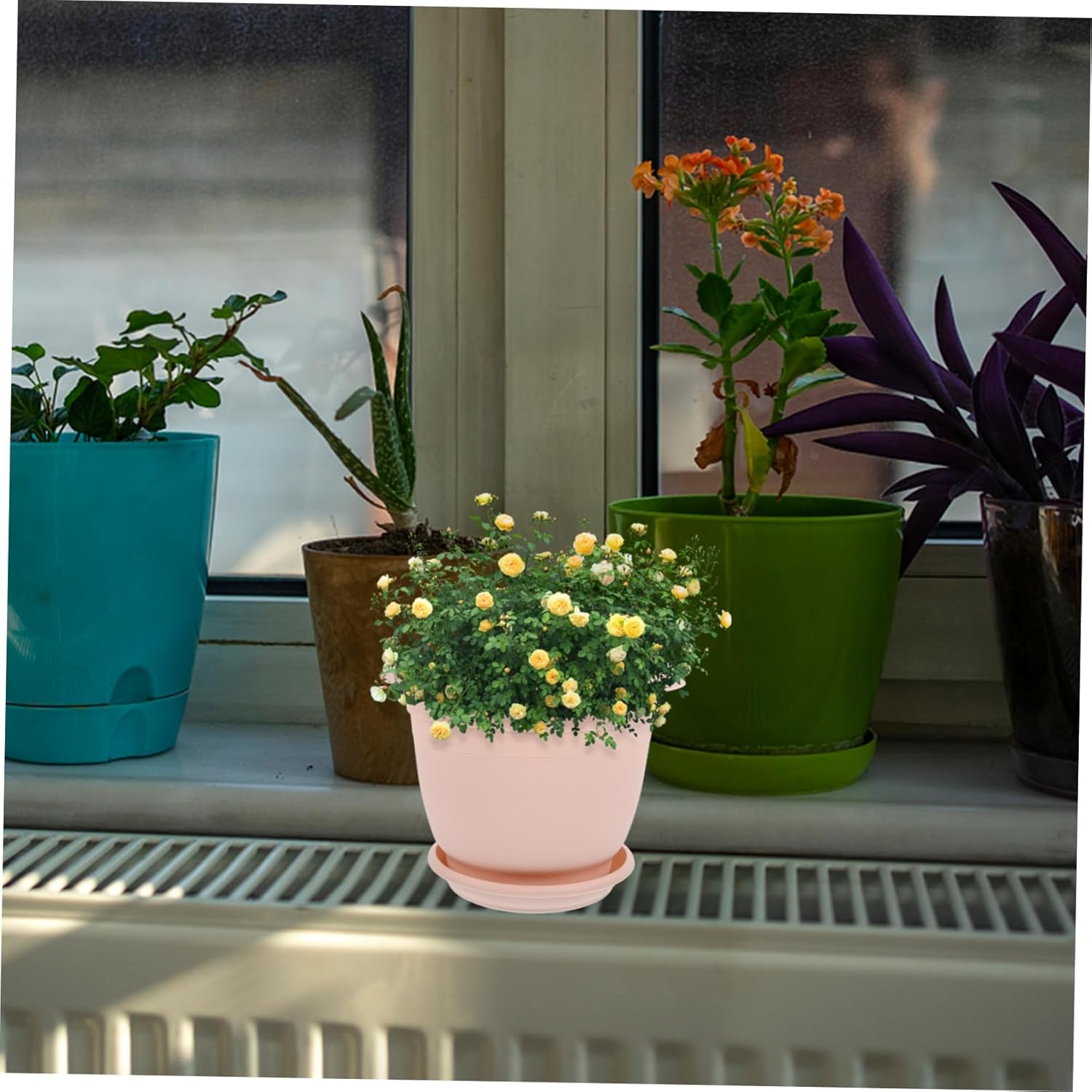 Levemolo 5Sets Root Control Flower Pot Plastic Planter Saucer Kit Garden Supply for Succulent Planters Outdoor for Plant Nursery Pots and Garden Nursery