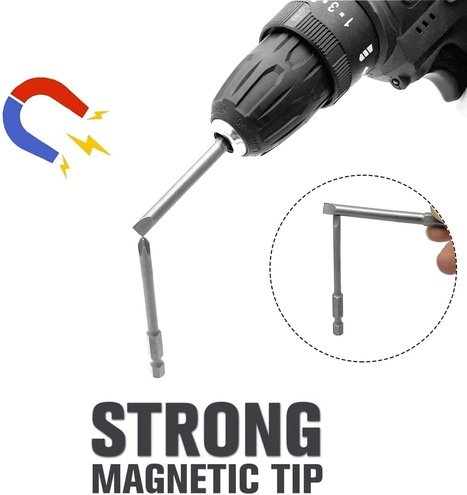 Saipe 10Pcs Magnetic Screwdriver Bit Sets 1/4 Inch Hex Shank Flat Slotted + Phillips Cross Head Screw Driver S2 Steel Drive Drill Bits for Electric Screwdrivers (2 Inch/50Mm Length) image number 6