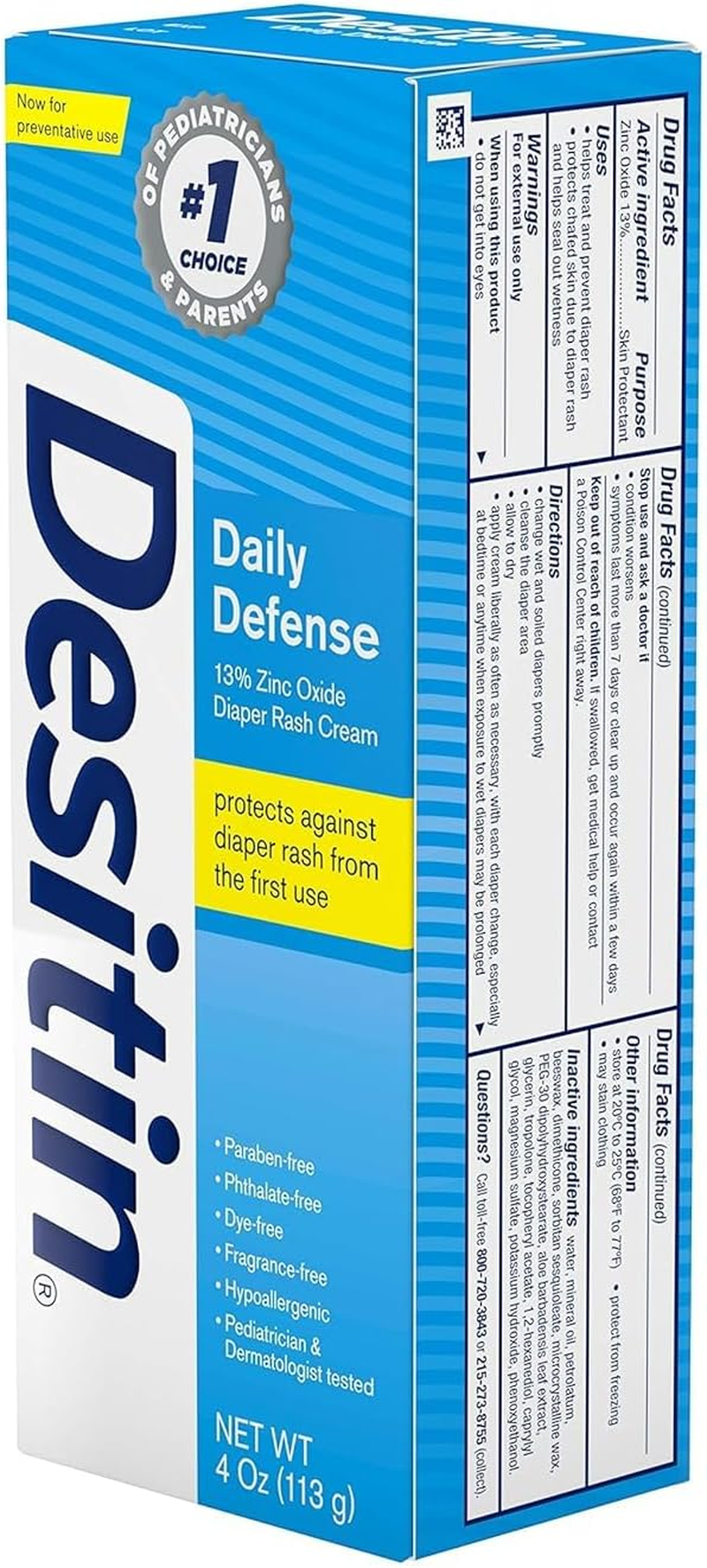 DESITIN Rapid Relief Zinc Oxide Diaper Rash Cream 4 Oz ( Pack of 3) image number 5