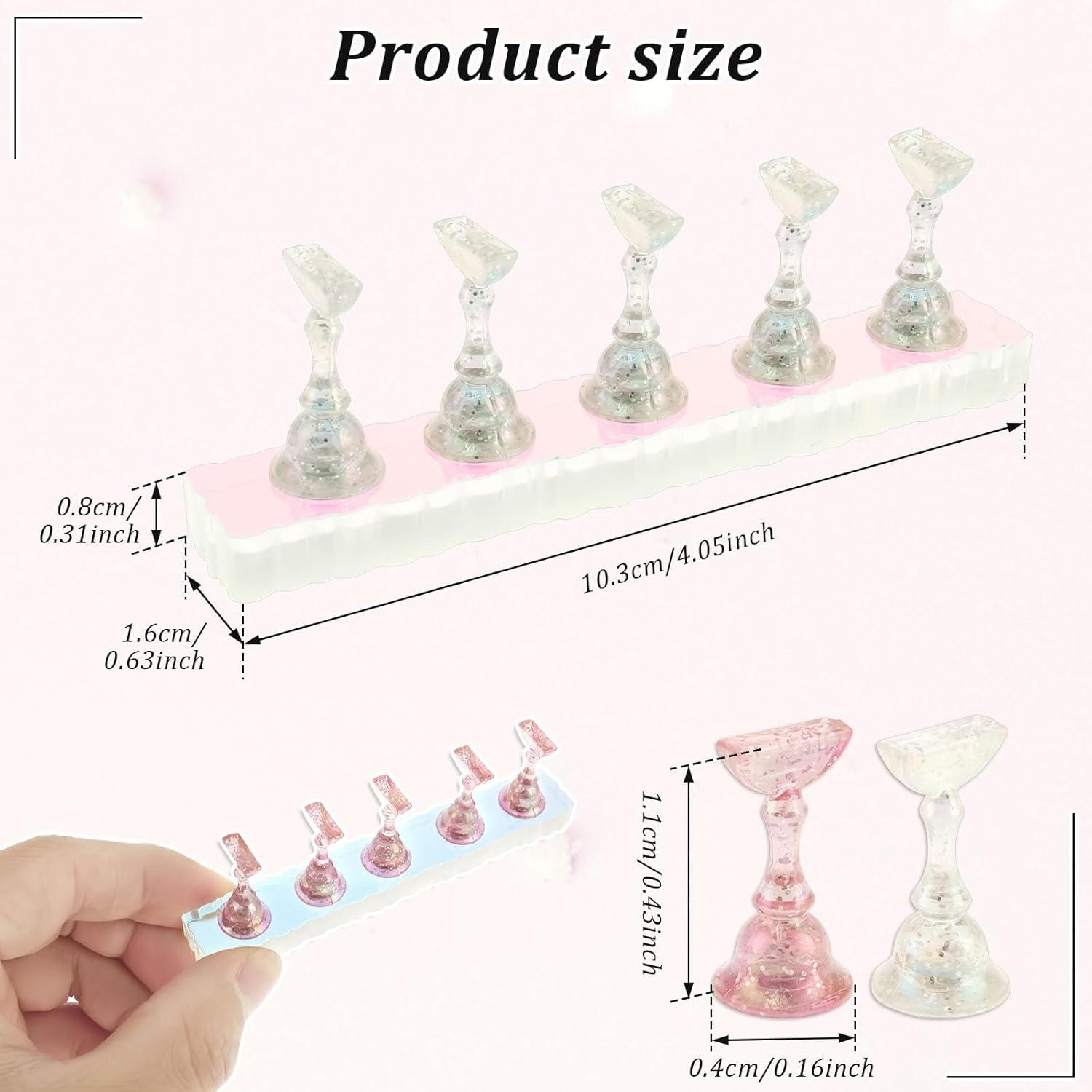 3Pcs Acrylic Nail Display Stands,Magnetic Aurora Beginner Practice Nail Tip Holder for Press on Painting Displaying,For Home and Salon False Nail Tip Manicure Tool image number 3