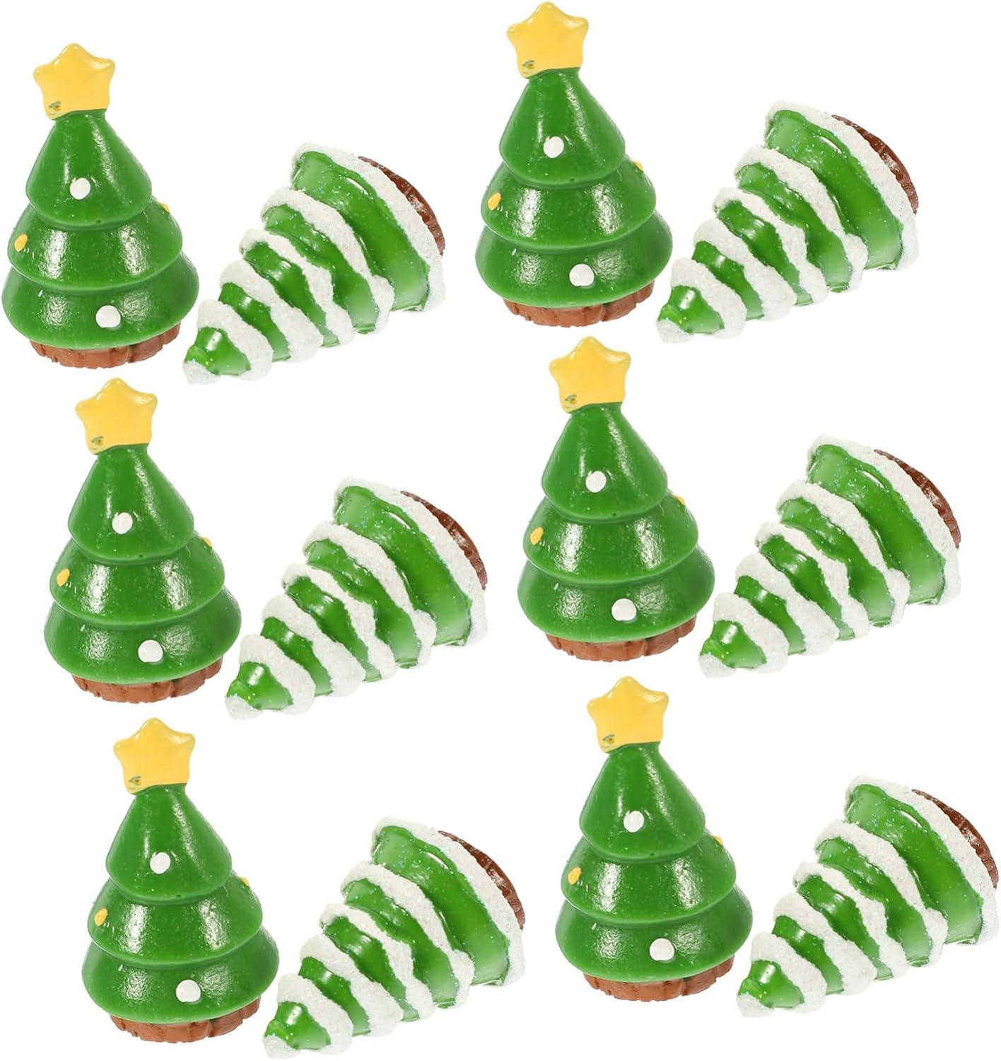 12Pcs Mini Christmas Tree Decor Santa Claus Snowman Ornament Festive Xmas Tree Decor Solid Resin Home image number 2
