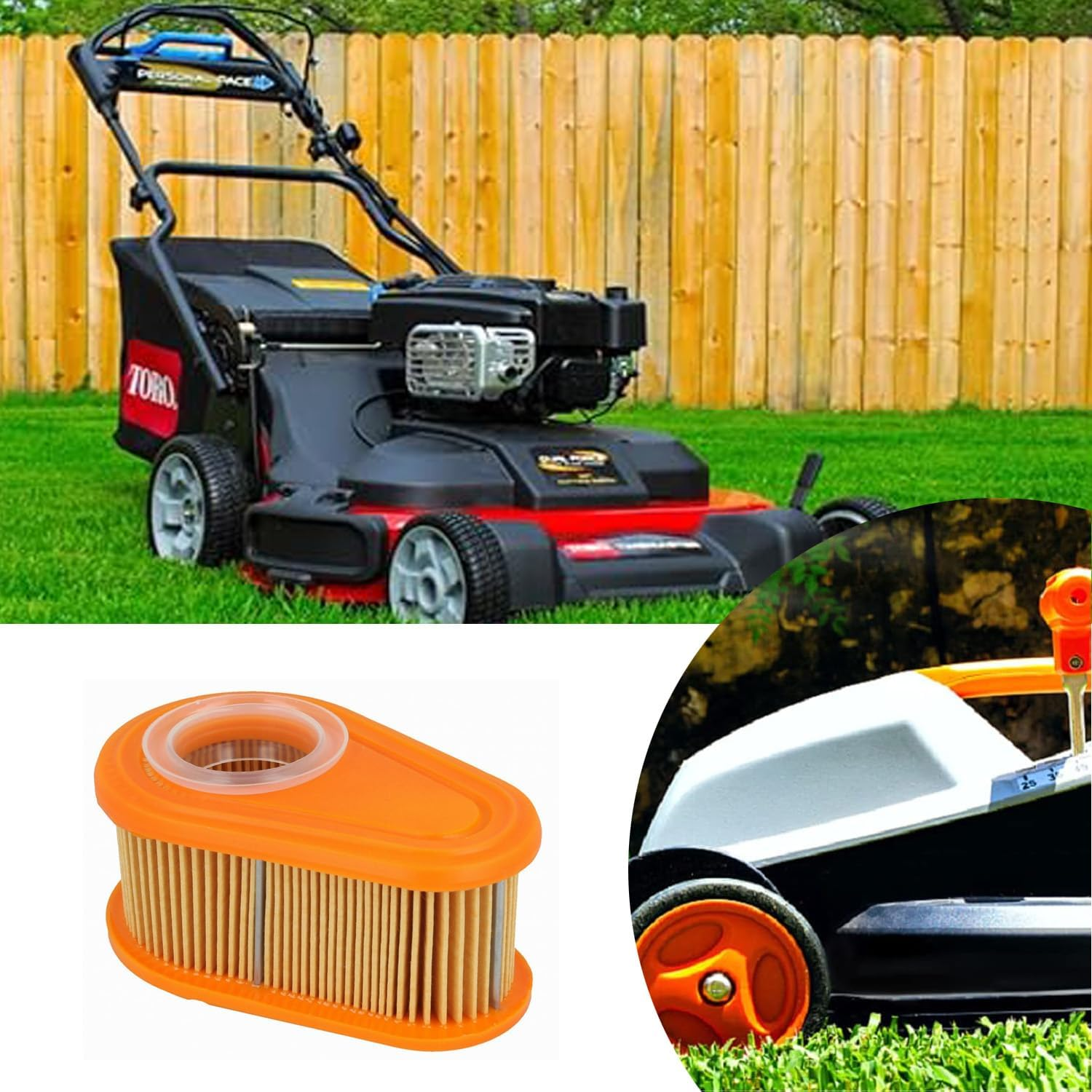 Tjhypernete 2Pcs Air Filter Cartridge, Lawn Mower Engine Filter Replacement, Optimized Air Filtration, Filter Element, Compatible with Briggs&Stratton Models 005419, 796254, 795066, 792038, 790388 image number 3