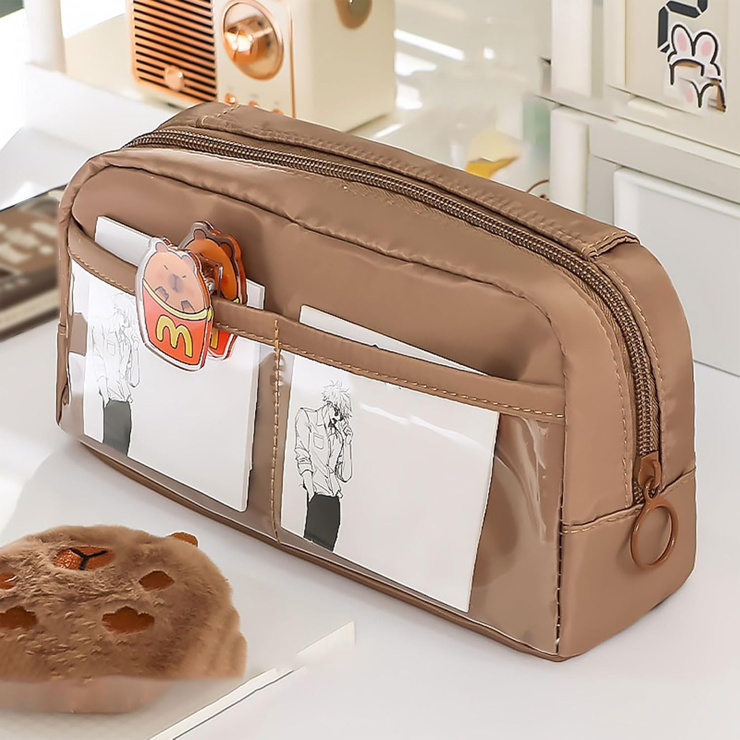 Practical Spacious Pencil Storage Bag with Zipper for School Office Supplies Durable Material Home Accessories