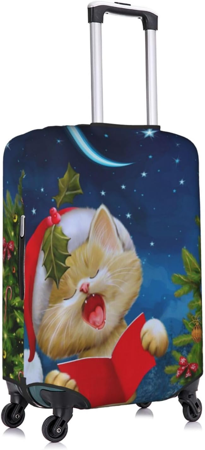 Obabo Serene Coastal Travel Luggage Cover,Washable Suitcase Cover Protector Anti-Scratch Suitcase Cover Fits 18-32 In, Cute Cat Sing Christmas Carols, S image number 1
