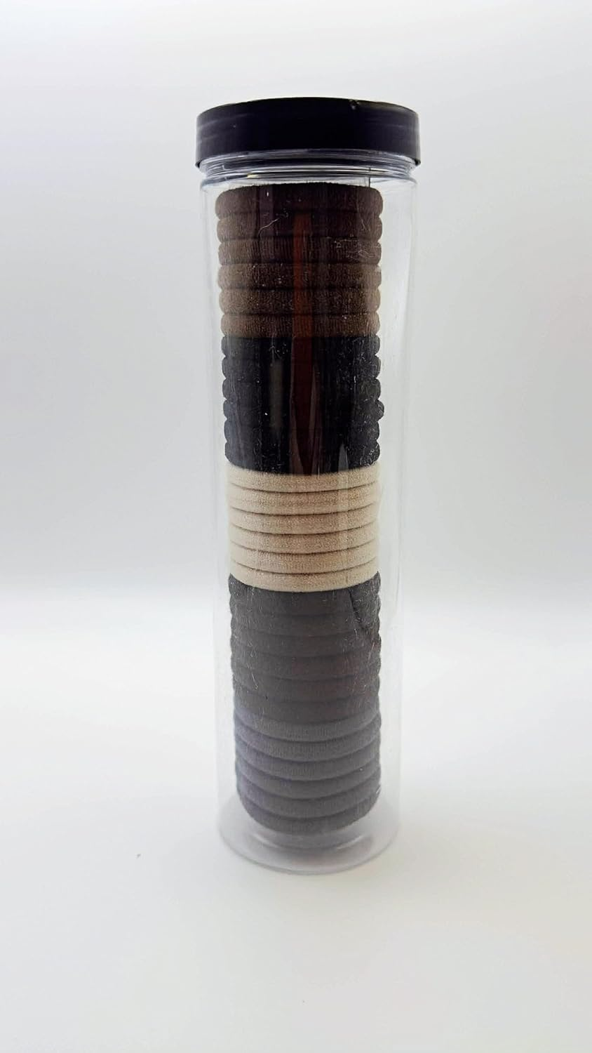 36Pcs/5Cm High Elastic Hair Ties, Multi-Colour Hair Bands Mixed with Storage Jars,Ponytail Holderes with Storage Jar,Soft & High Elastic Hair Bands, High Ponytail Holder (Brown #2)