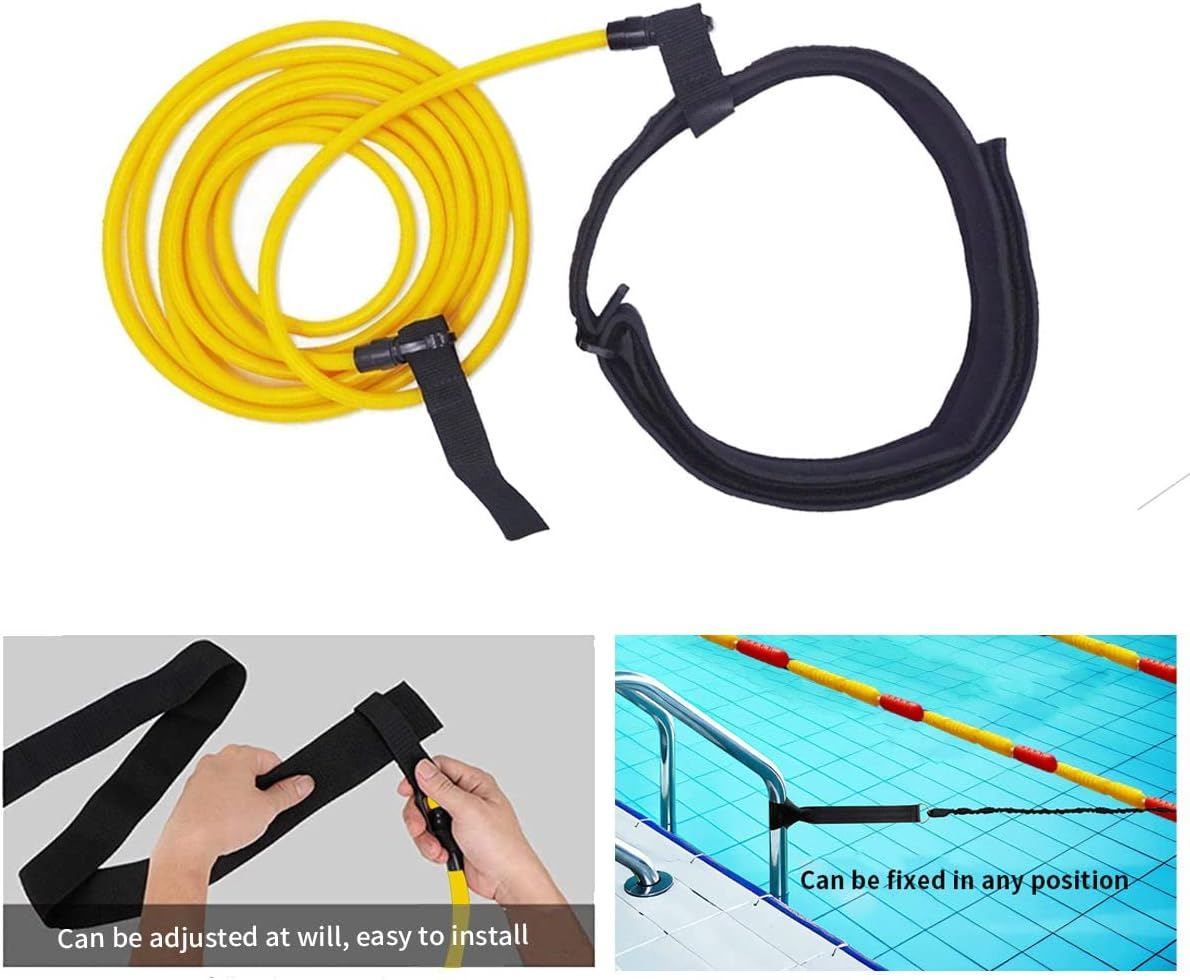NA Swimming Training Belt Tether Fixed Seat Belt, Static Elastic Rope Resistance Band, Yellow, 3M image number 2