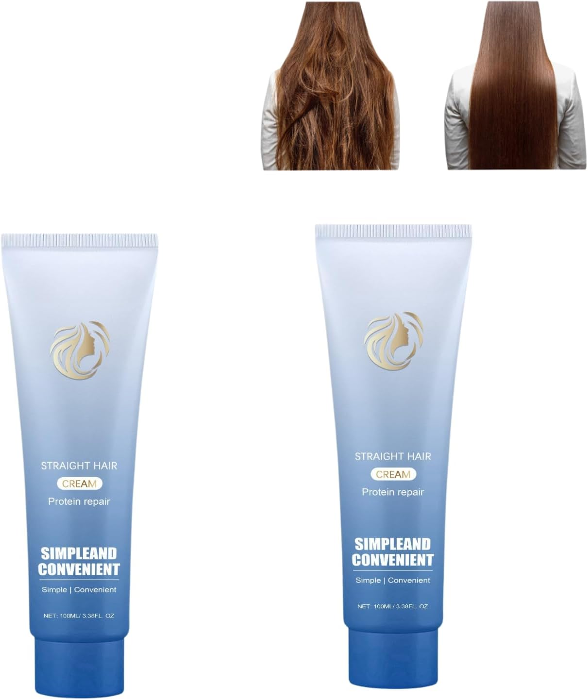 Protein Correction Hair Straightening Cream, Silk & Gloss Protein Hair Cream, Keratin & Amino Acid Nourishing Smoothing Solution for Frizzy Dry Curly Hair, Formaldehyde-Free Salon Care (4Pcs)