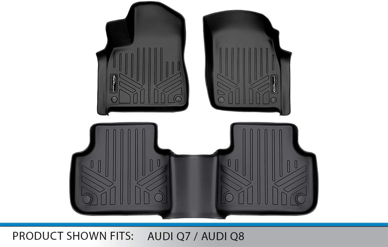 MAXLINER Custom Fit Floor Mats 2 Row Liner Set Black Compatible with 2017-2022 Audi Q7 / 2019-2022 Audi Q8 image number 1