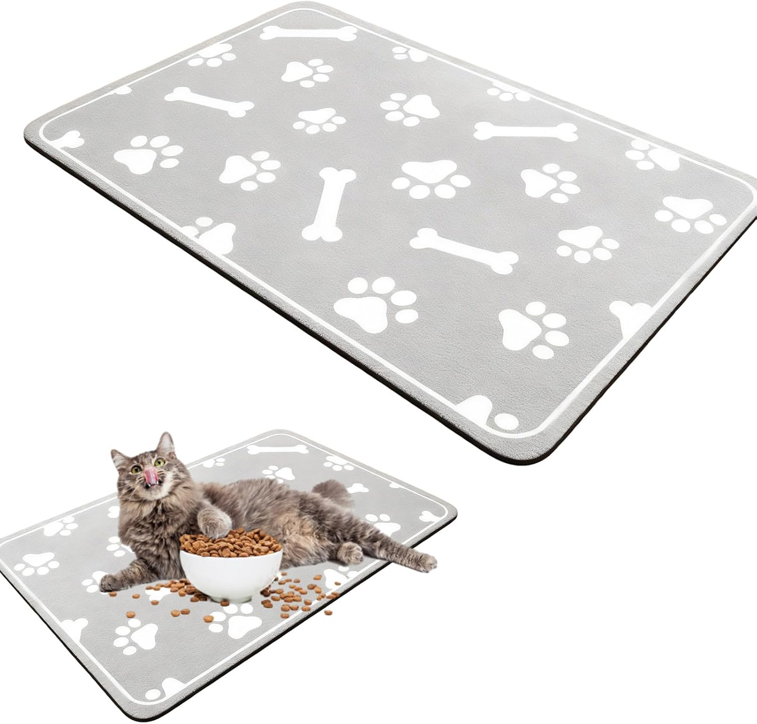 Satiskid Pet Feeding Mat, 30 X 50 Cm, Absorbent Feeding Mat for Dogs, Dirt-Resistant, Quick Drying Feeding Mat for Dogs and Cats, Bathroom Mat