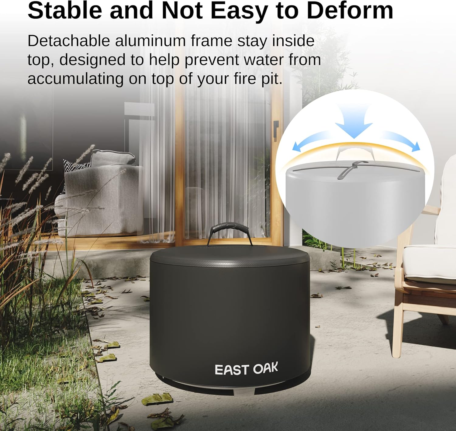 EAST OAK 21'' Fire Pit Cover for Outdoor Smokeless Firepit, 500D Heavy Duty Fabric Bonfire Pit Accessories for Camping, Waterproof, Dustproof, and All-Weather Resistant, 21.26"Dia X 13.97"H, Black