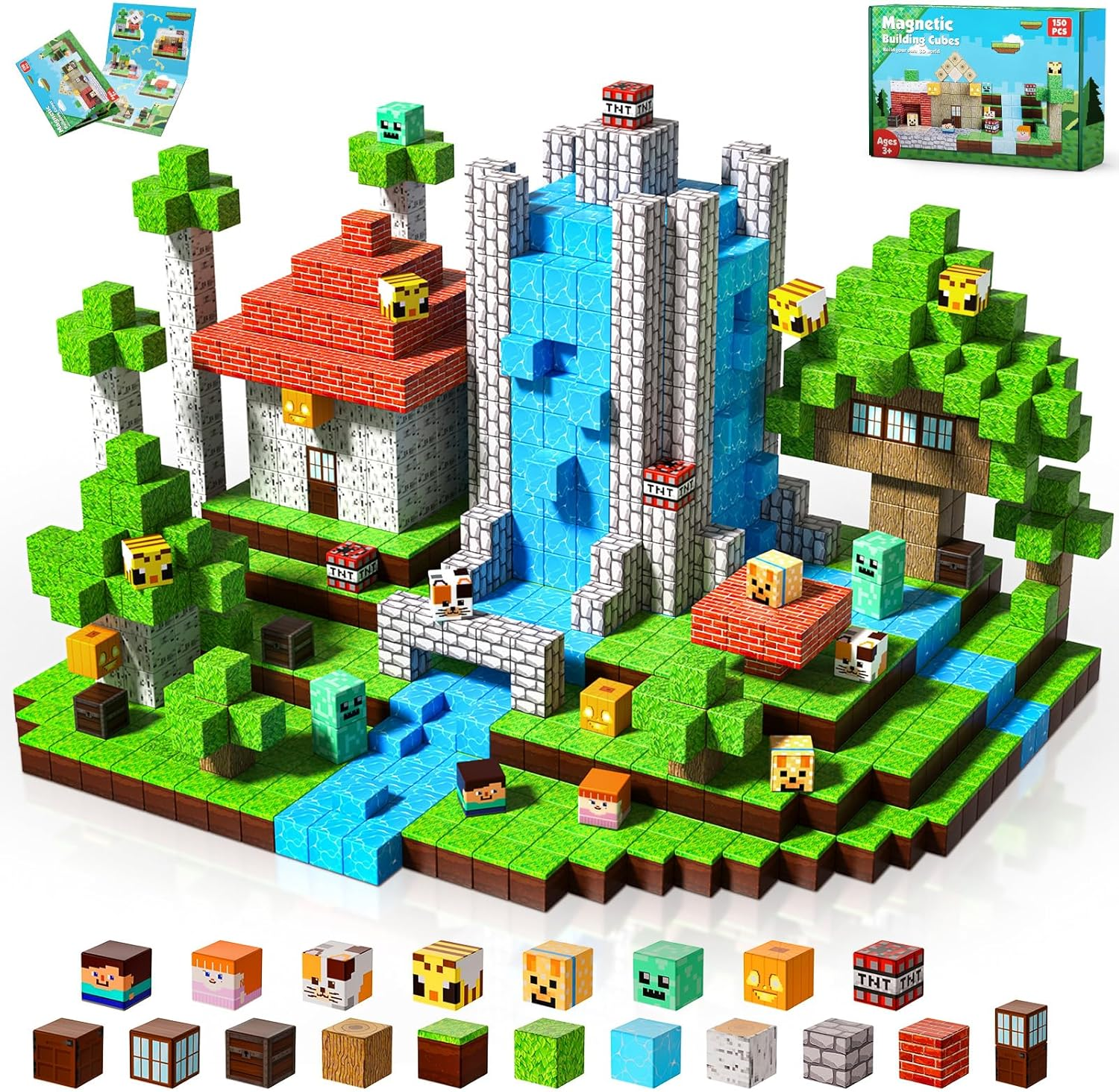 Magnetic Blocks-150Pcs Building Blocks, Magnetic Tiles Kids Build Cubes Constructionstoys 2025 Upgraded STEM Game Outdoor Toys, Christmas Birthday Gifts for Boys & Girls Ages 3+ image number 5